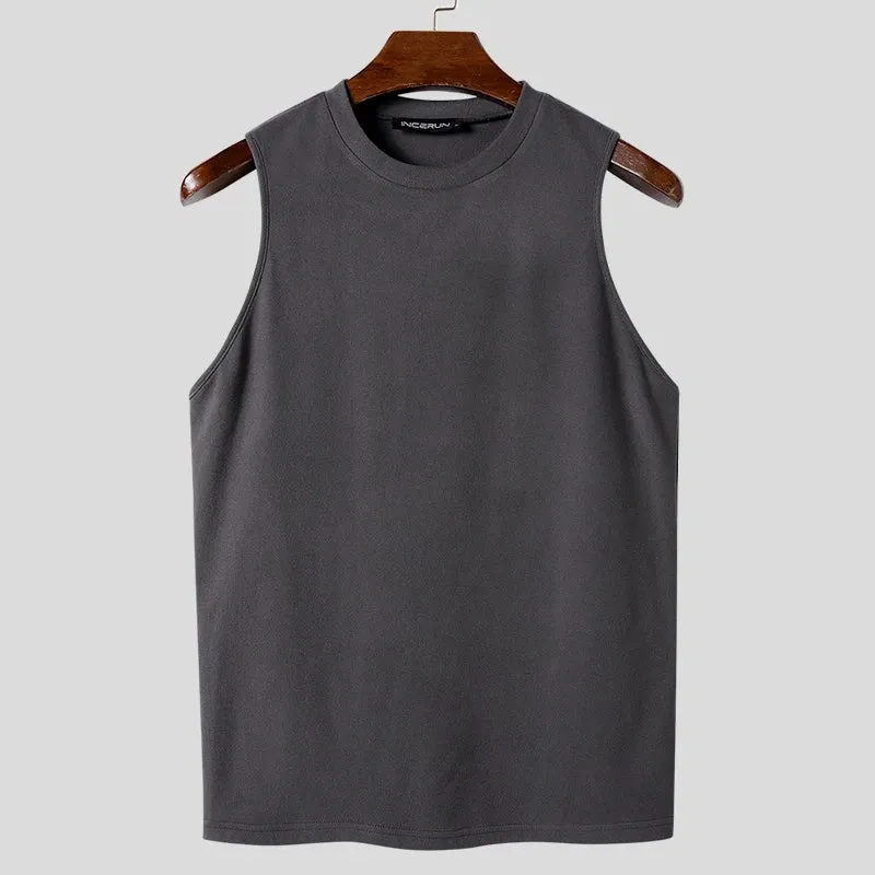 Aidase mens outfits Tops Korean Style New Men's Double-sided Suede Casual O-neck Vests Fashion Solid Simple Sleeveless Tank Tops S-5XL