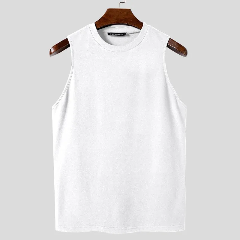 Aidase mens outfits Tops Korean Style New Men's Double-sided Suede Casual O-neck Vests Fashion Solid Simple Sleeveless Tank Tops S-5XL