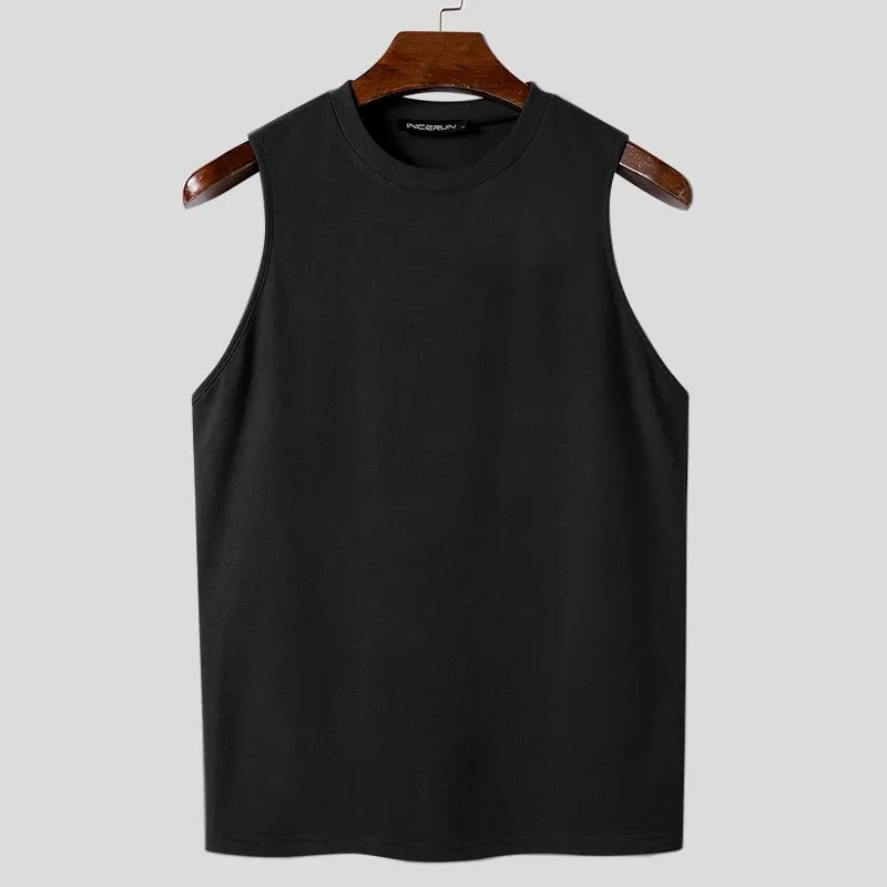 Aidase mens outfits Tops Korean Style New Men's Double-sided Suede Casual O-neck Vests Fashion Solid Simple Sleeveless Tank Tops S-5XL