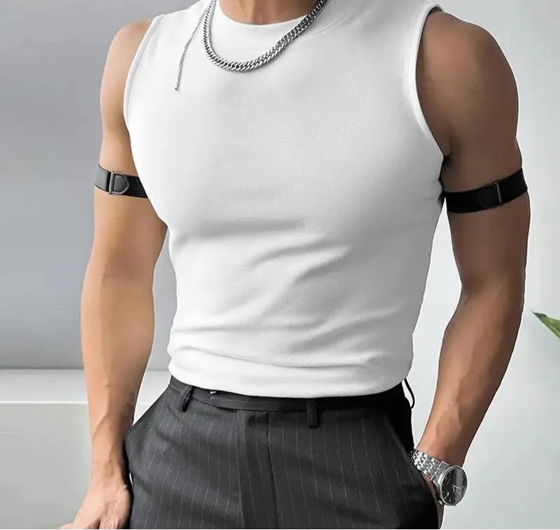 Aidase mens outfits Tops Korean Style New Men's Double-sided Suede Casual O-neck Vests Fashion Solid Simple Sleeveless Tank Tops S-5XL
