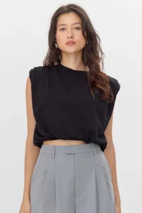 Alisa Jersey Bubble Top - Black