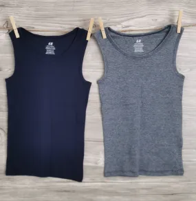 BOY SIZE 6/8 YEARS - H&M, Organic Cotton Tank Tops (2-Pack) EUC B14