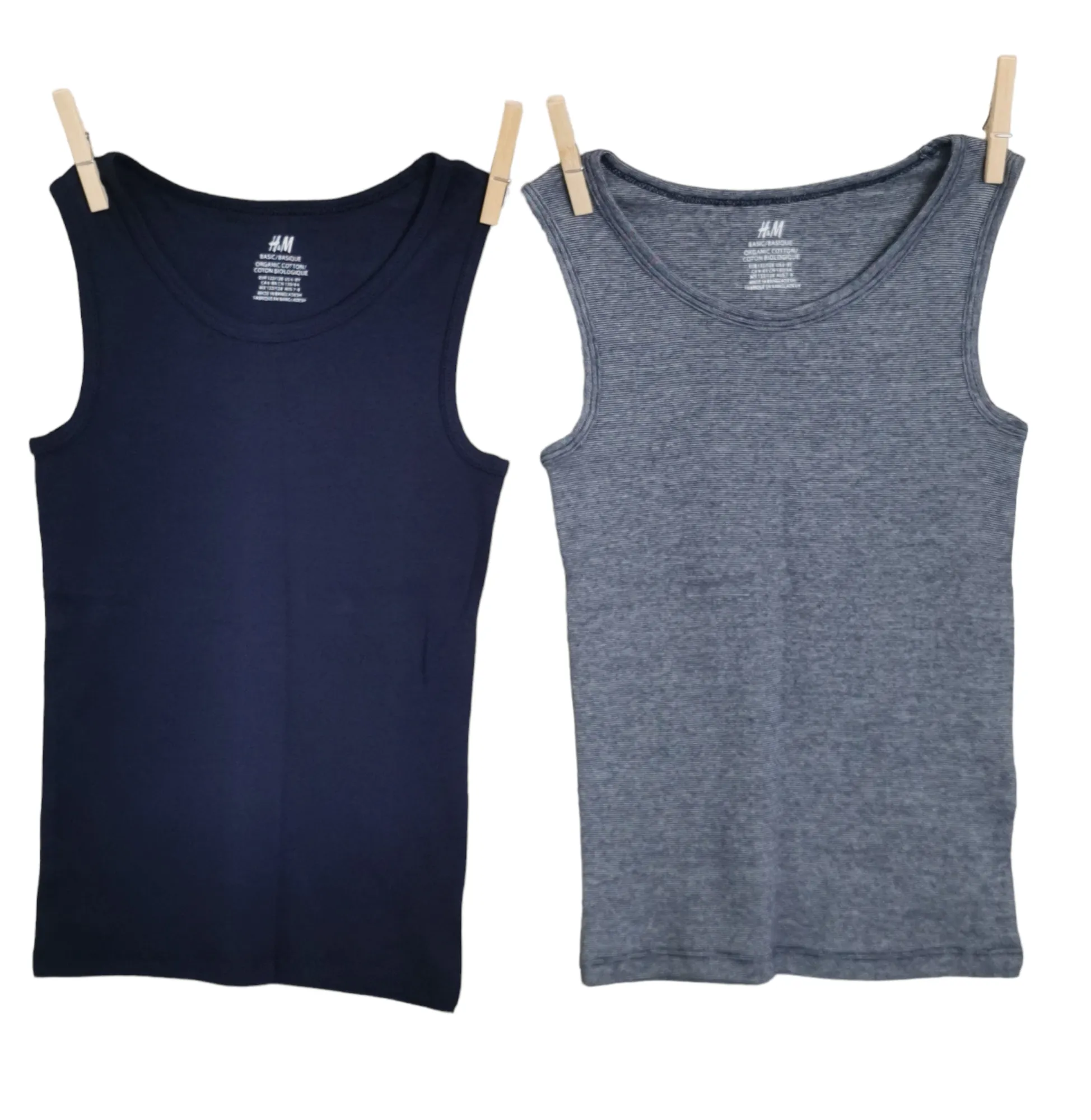 BOY SIZE 6/8 YEARS - H&M, Organic Cotton Tank Tops (2-Pack) EUC B14