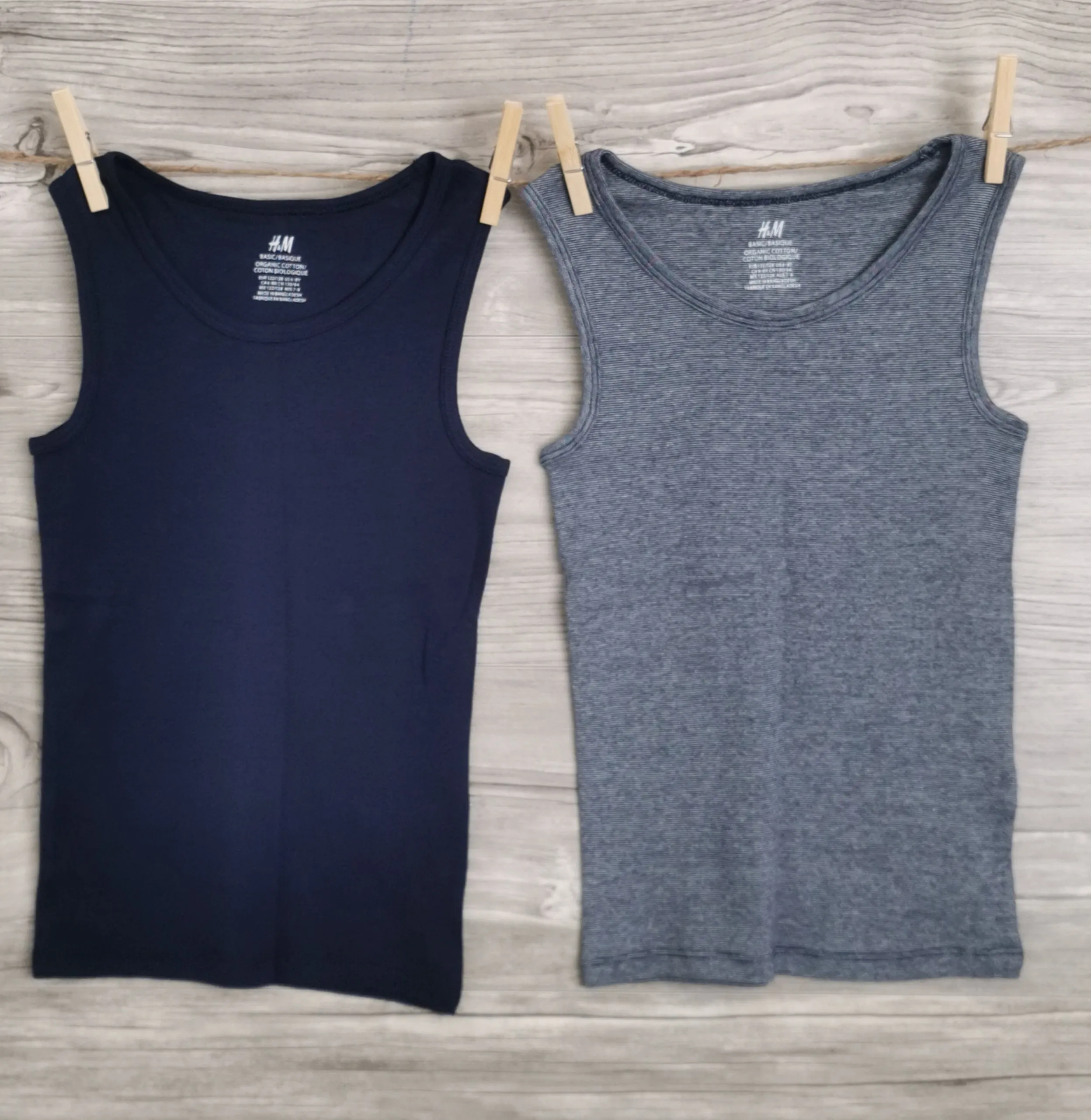 BOY SIZE 6/8 YEARS - H&M, Organic Cotton Tank Tops (2-Pack) EUC B14