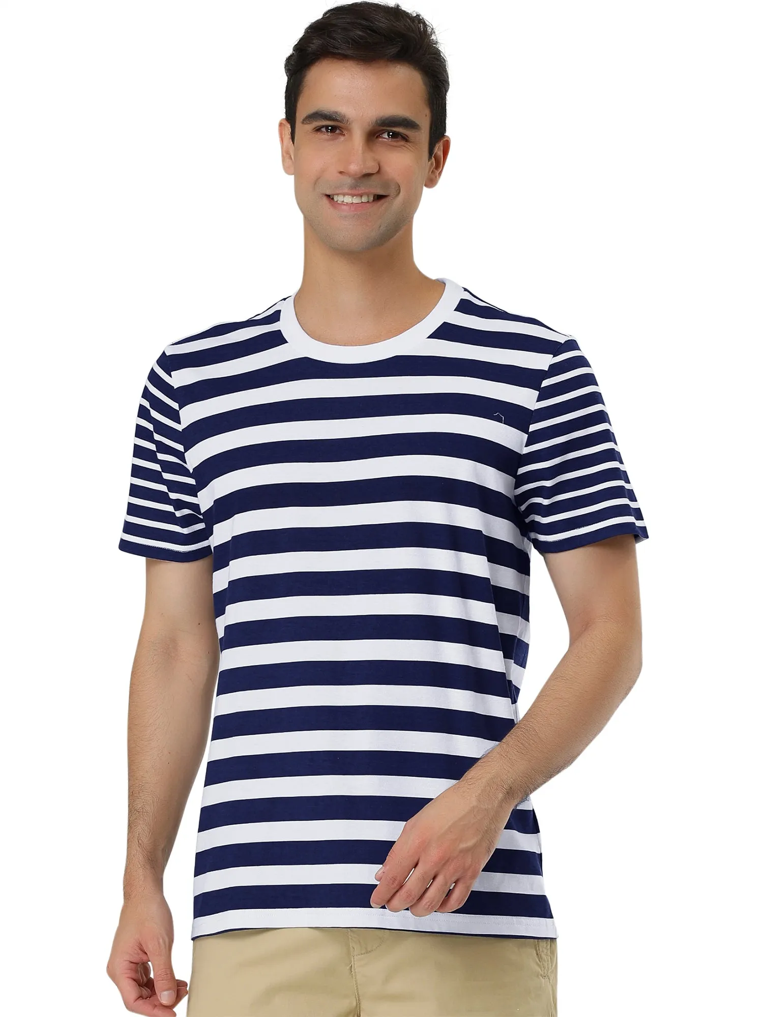 Chic Striped Crewneck Short Sleeve Summer T-Shirts
