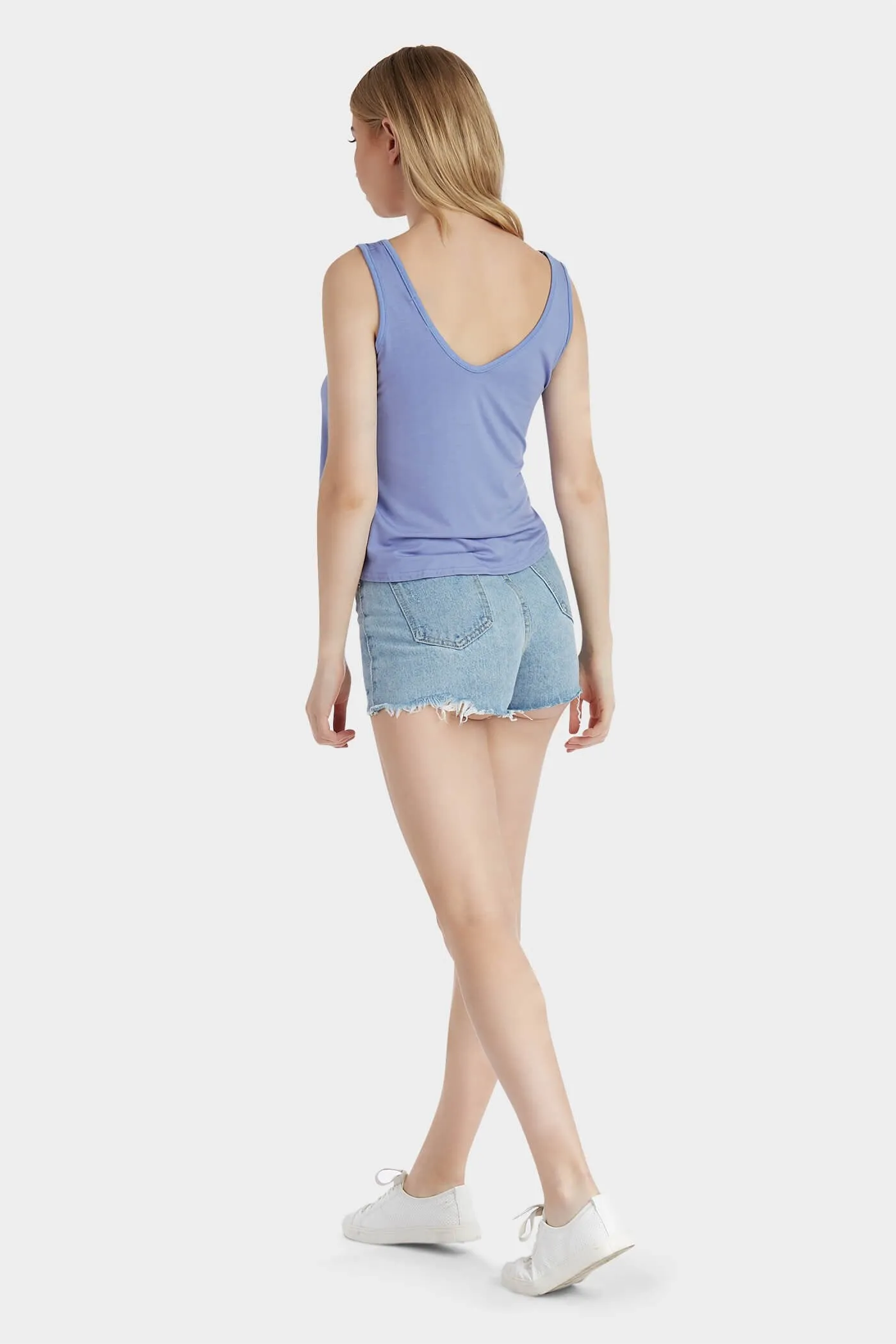 China-Blue V Neck Tank Top