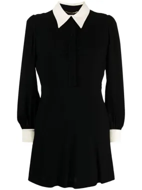 Contrast-collar Mini Shirtdress