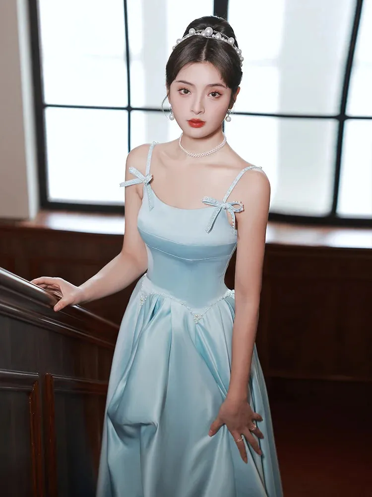 Girlary Women's Spaghetti Strap Evening Dress High Level Pearls Backless Quinceanera Gown Classic Slim Birthday Party Dresses