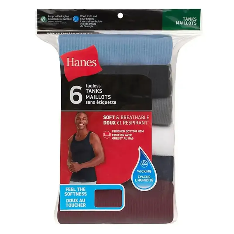 Hanes Men's A-tank 6 pack