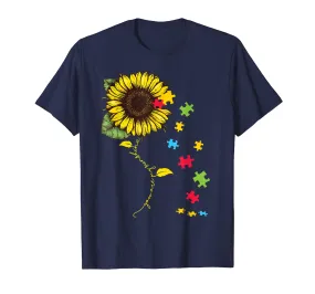 Hippie sunflower autism awareness Tshirt gifts for mother