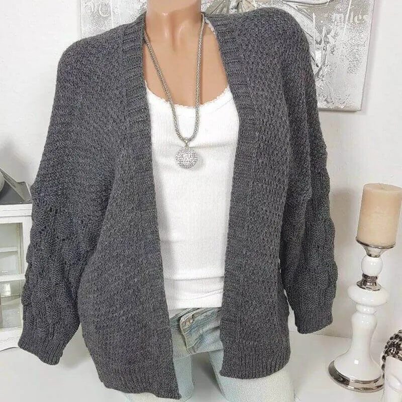 Hollow Out Crochet Pure Color Knit Cardigan