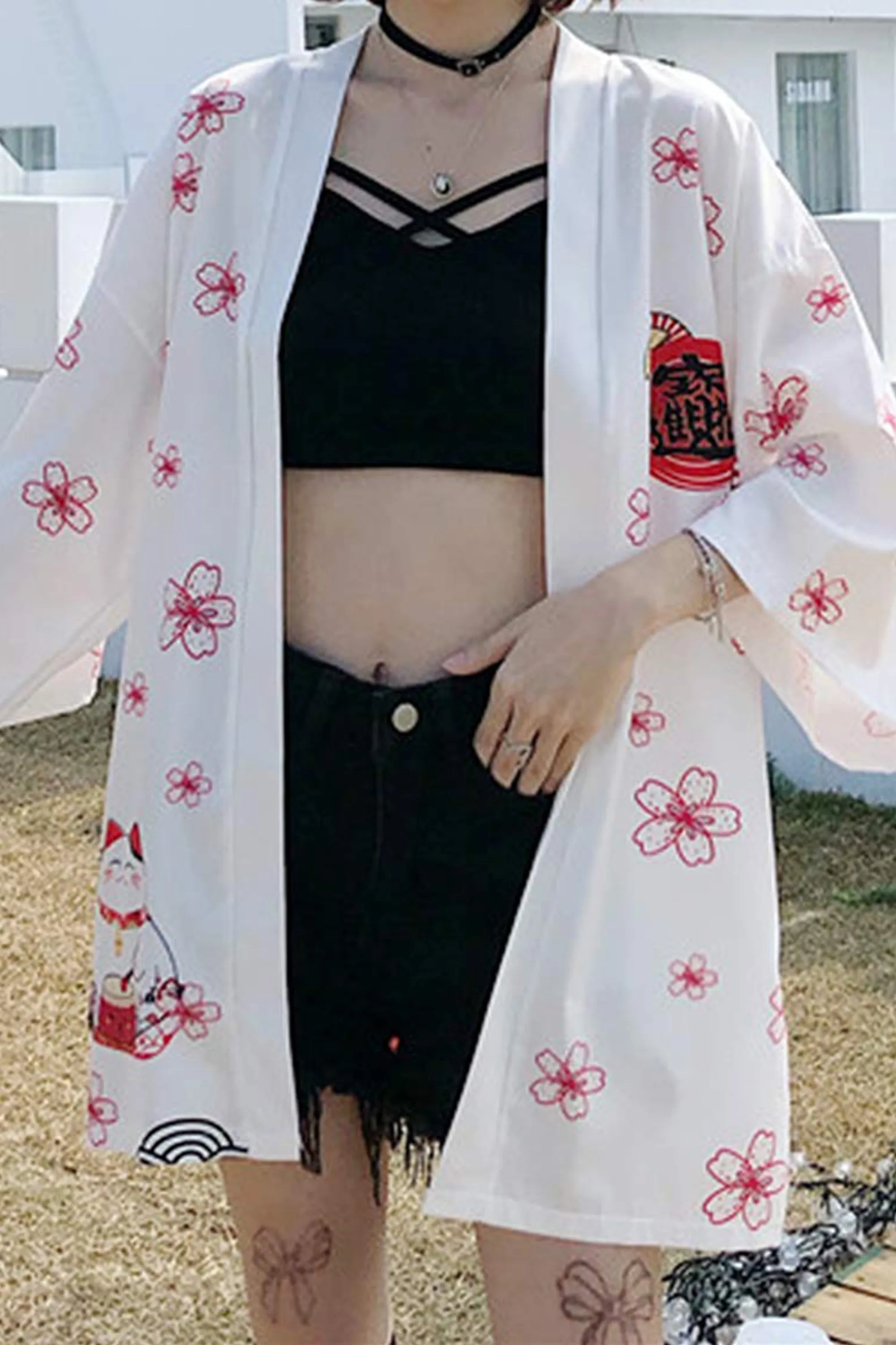 K10-Women's Lucky Cat Cardigan Kimono Cute Tops