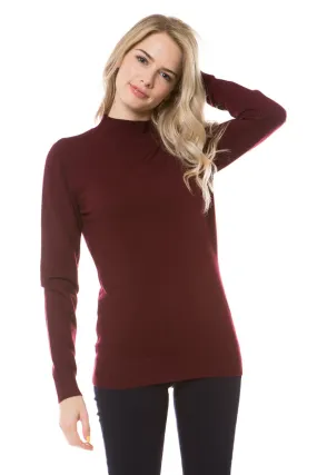 Mocking You Burgundy Mock Neck Soft Sweater
