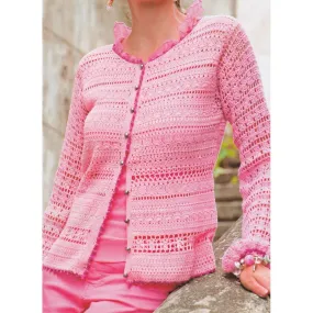 Pink crochet  cardigan long sleeves