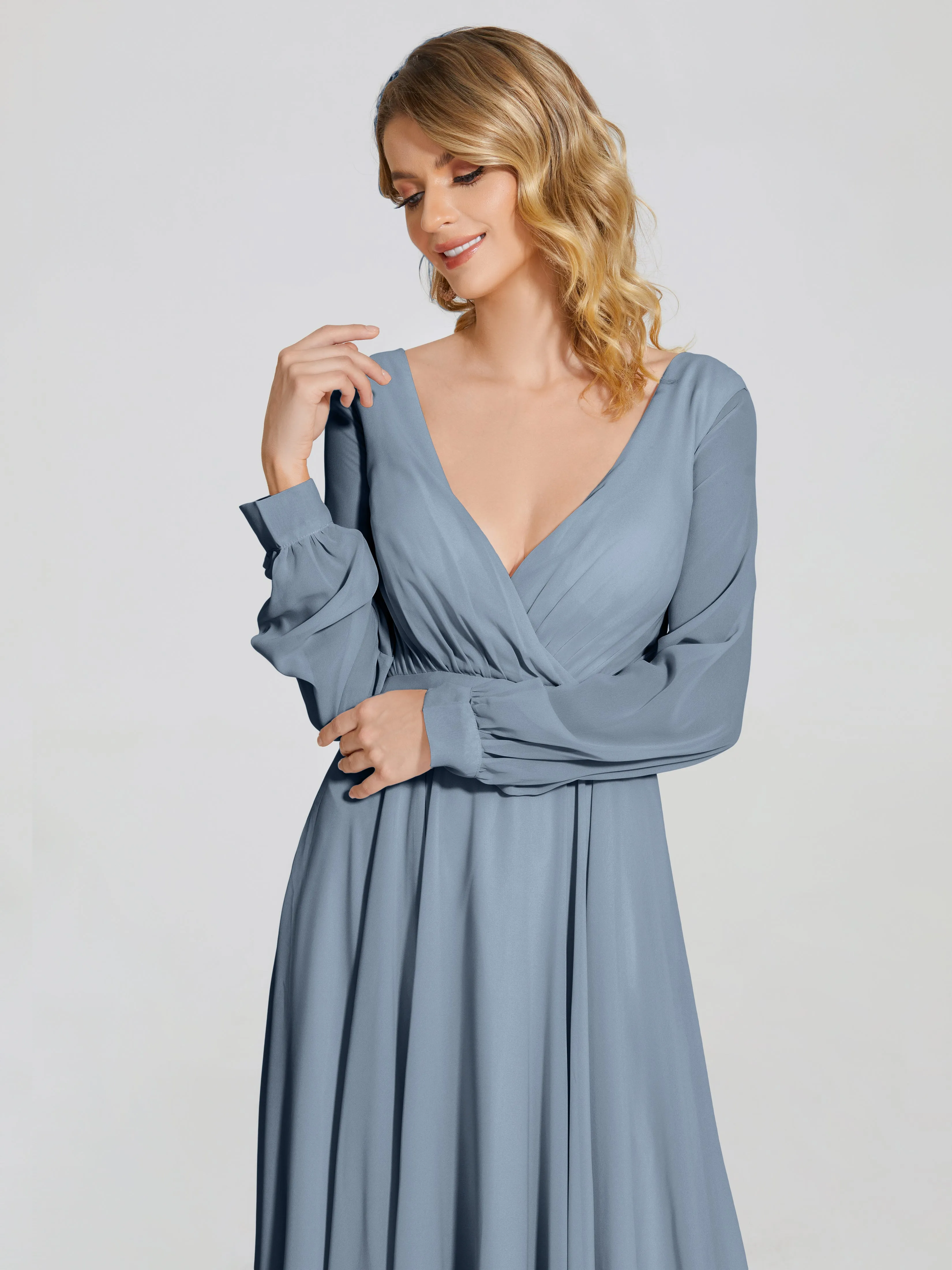 Raegan Simple Long Sleeves Chiffon Bridesmaid Dresses