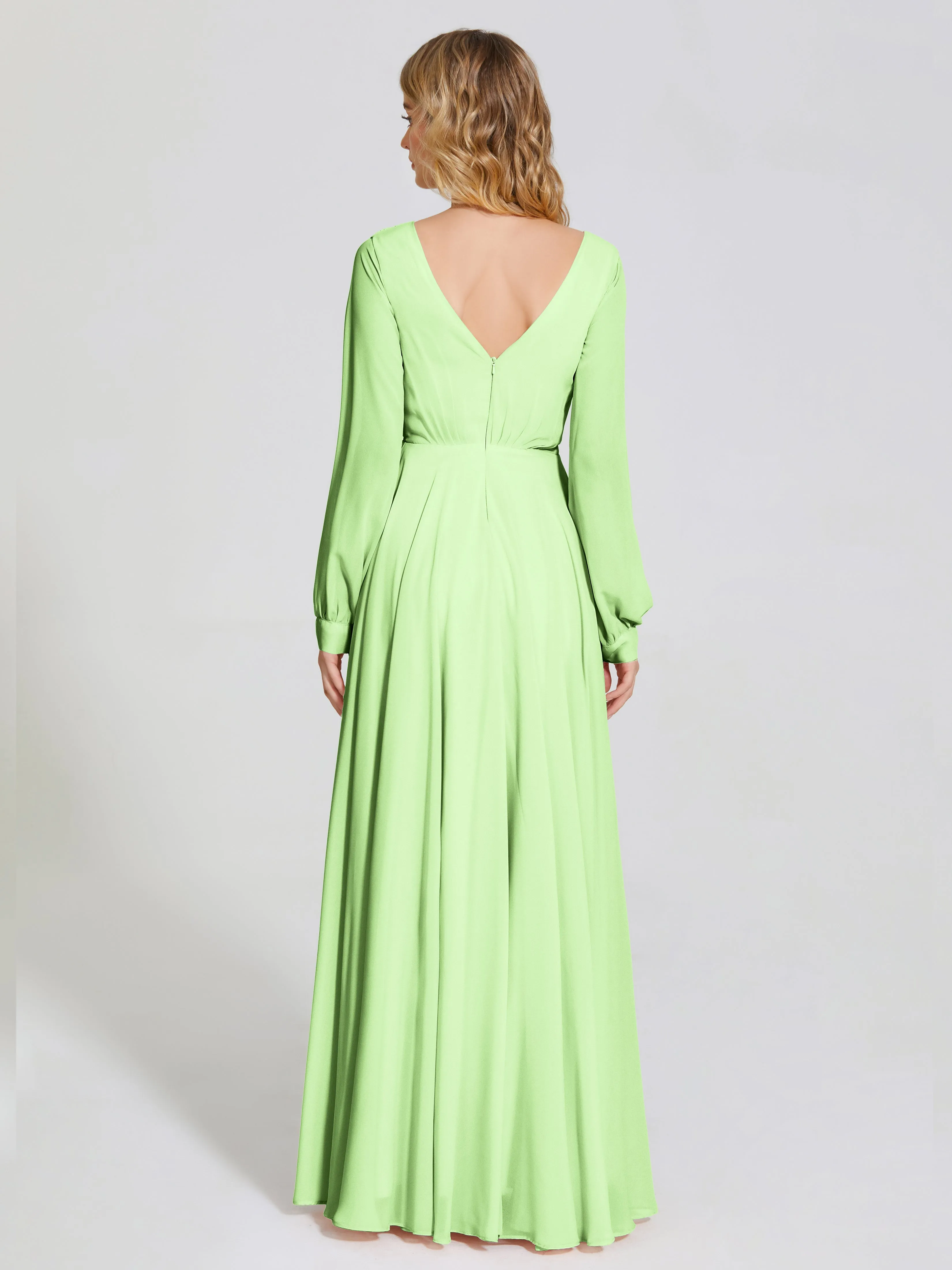 Raegan Simple Long Sleeves Chiffon Bridesmaid Dresses