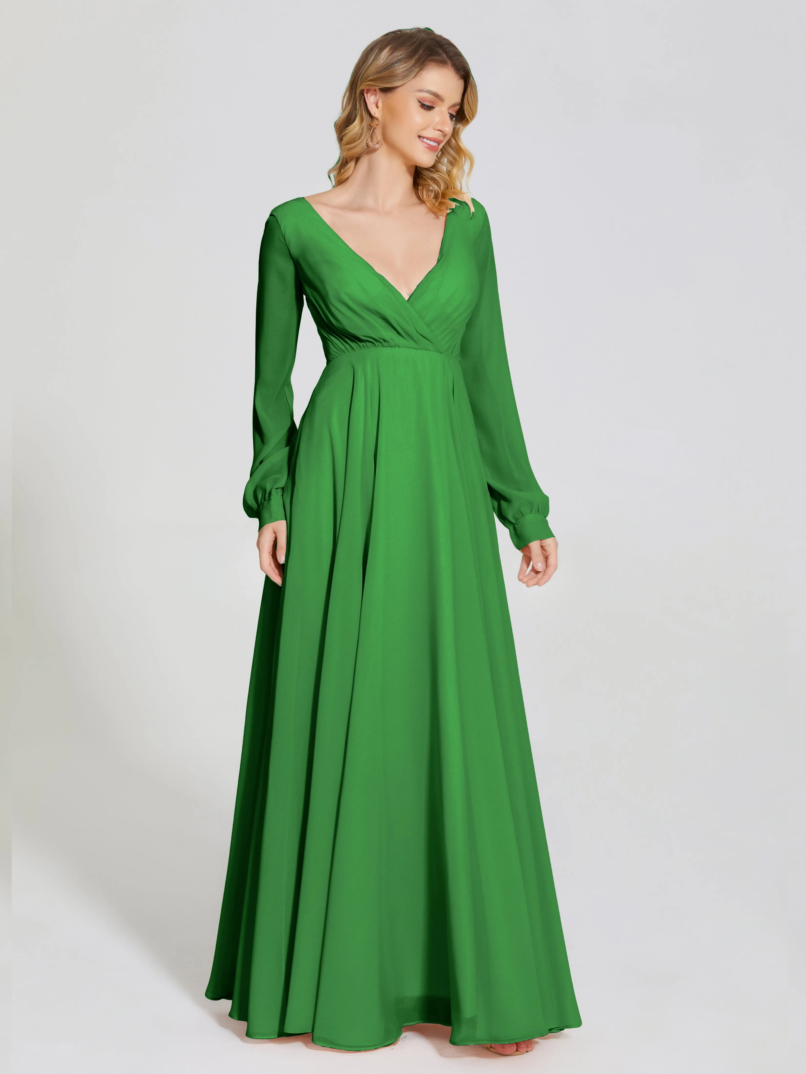 Raegan Simple Long Sleeves Chiffon Bridesmaid Dresses