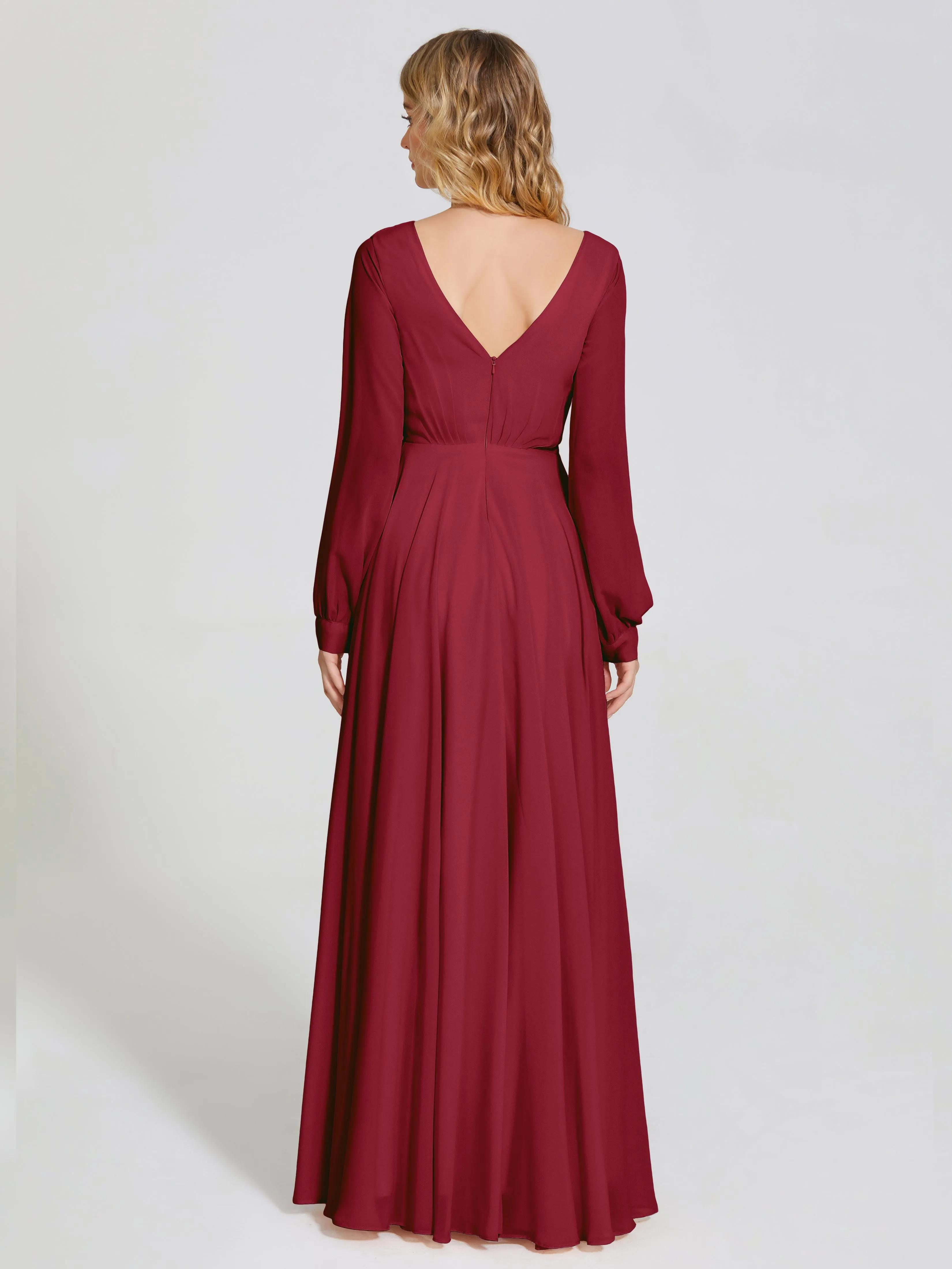 Raegan Simple Long Sleeves Chiffon Bridesmaid Dresses