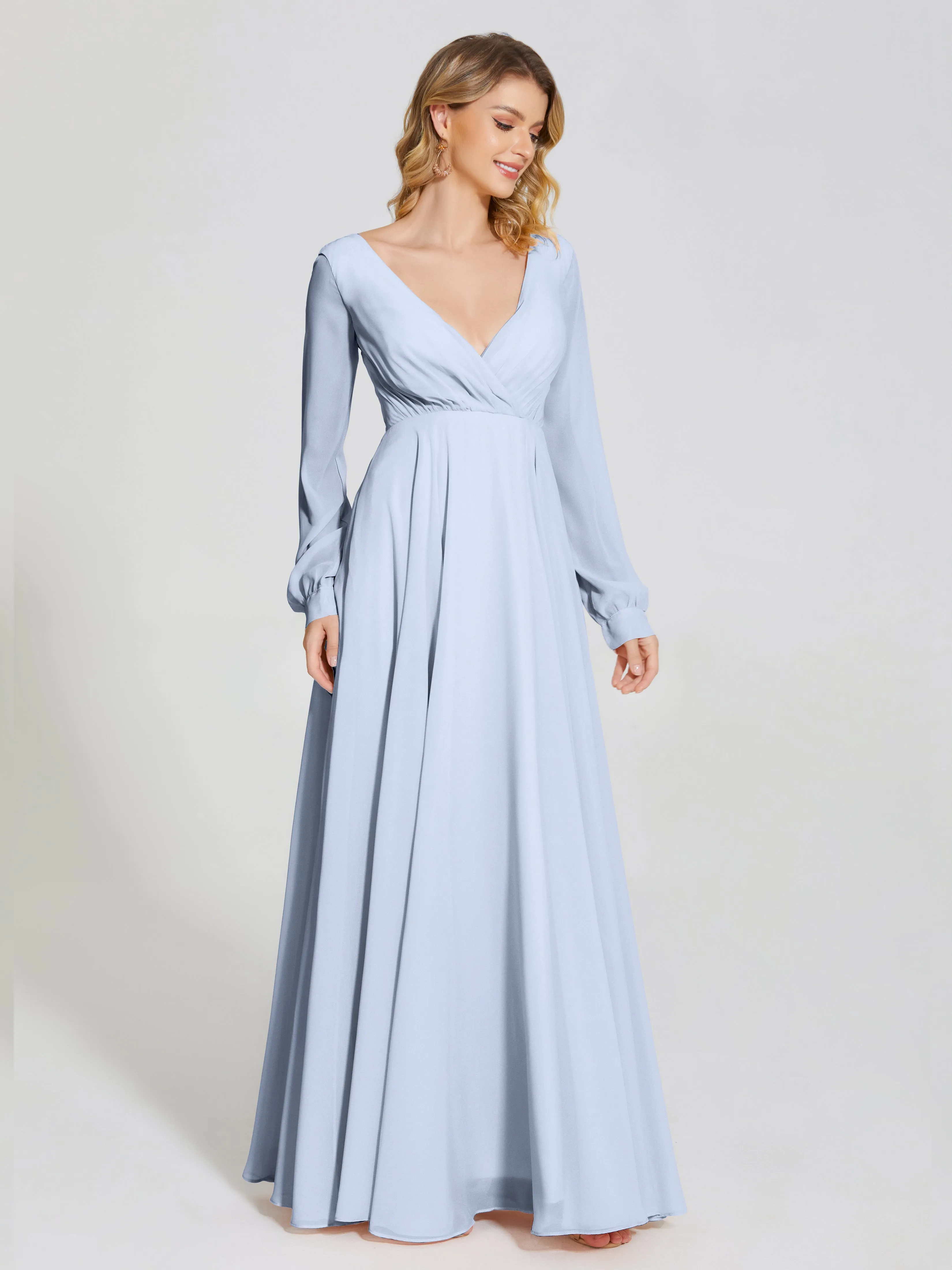 Raegan Simple Long Sleeves Chiffon Bridesmaid Dresses
