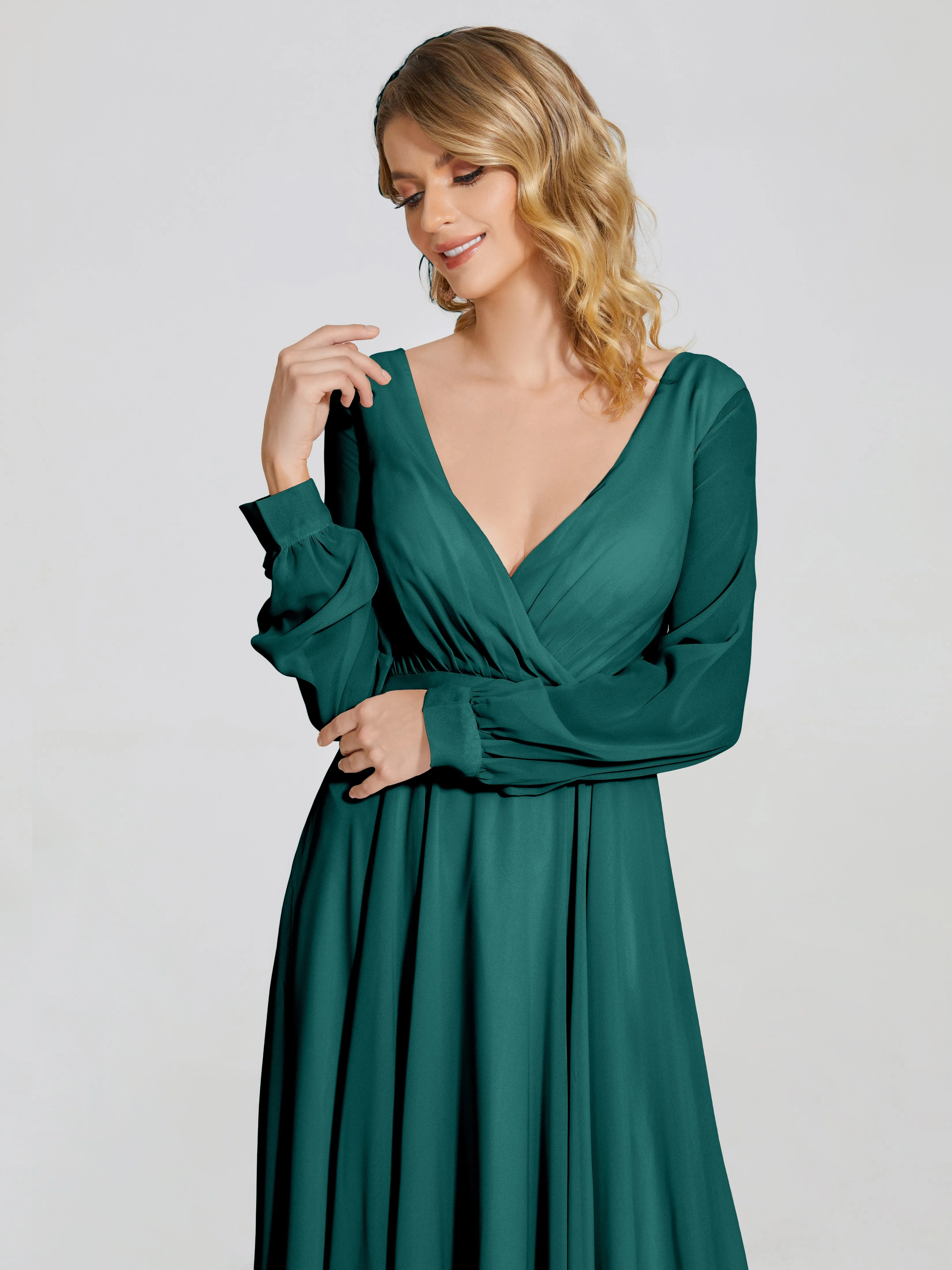Raegan Simple Long Sleeves Chiffon Bridesmaid Dresses