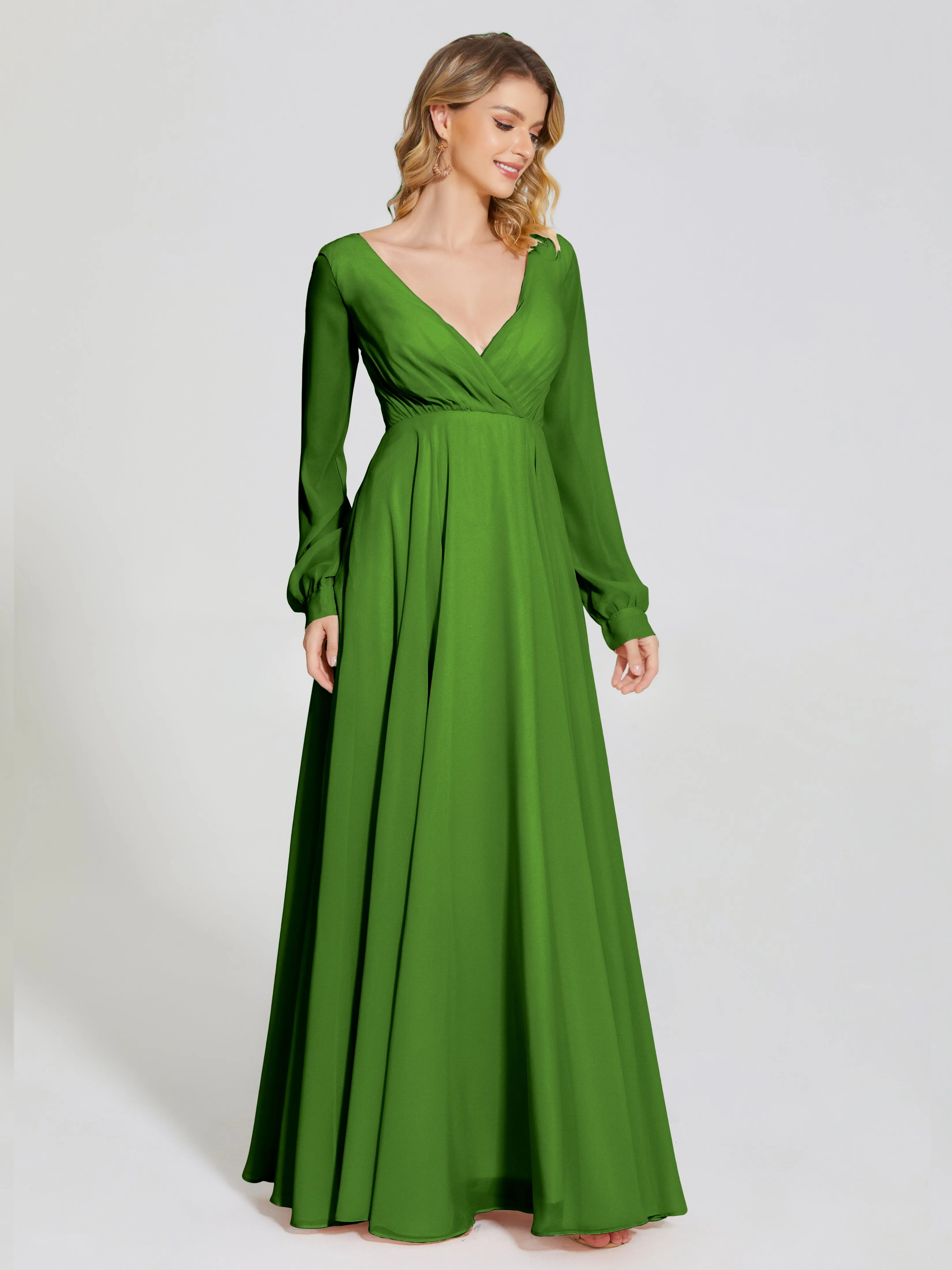 Raegan Simple Long Sleeves Chiffon Bridesmaid Dresses