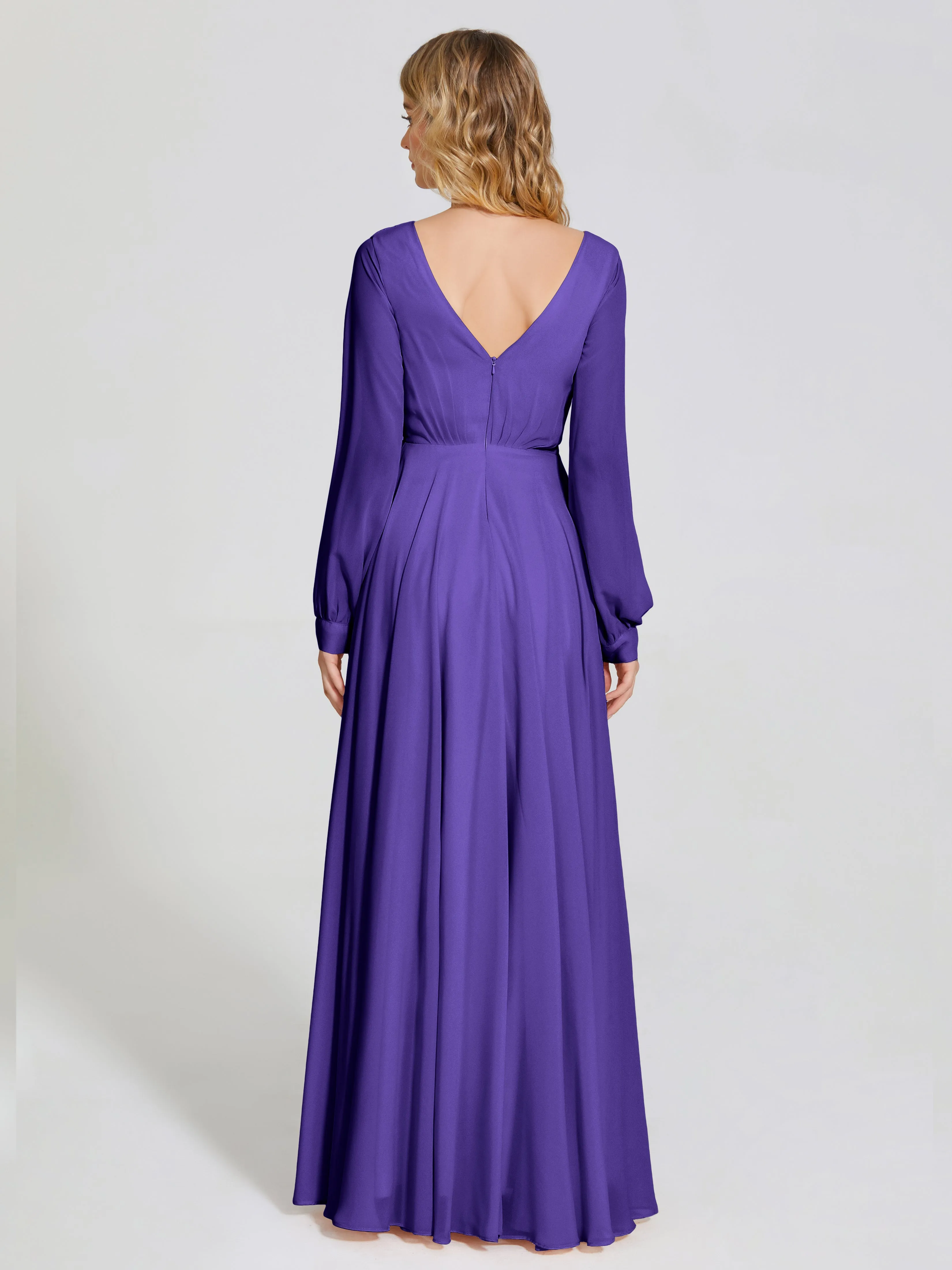 Raegan Simple Long Sleeves Chiffon Bridesmaid Dresses
