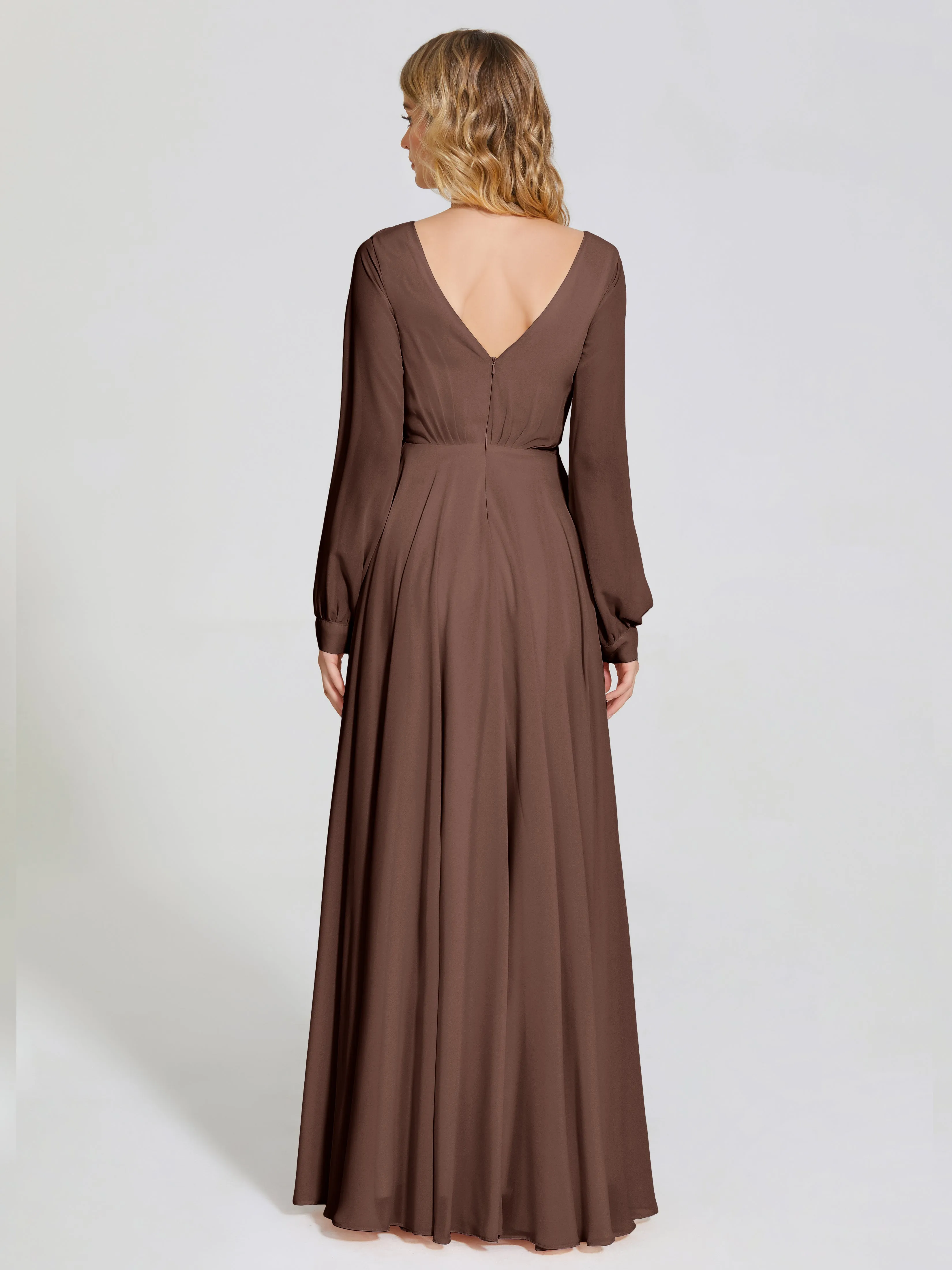 Raegan Simple Long Sleeves Chiffon Bridesmaid Dresses