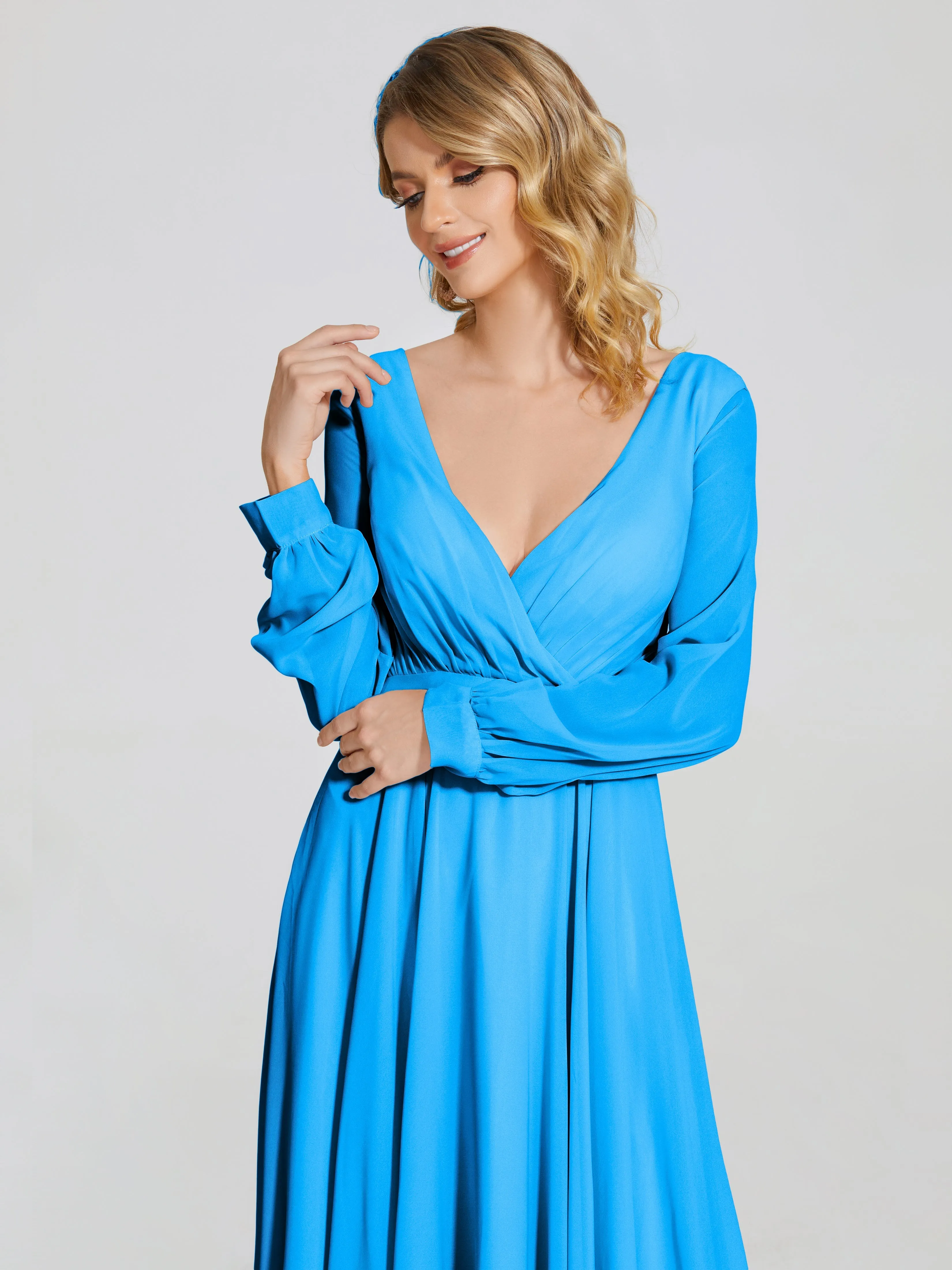 Raegan Simple Long Sleeves Chiffon Bridesmaid Dresses