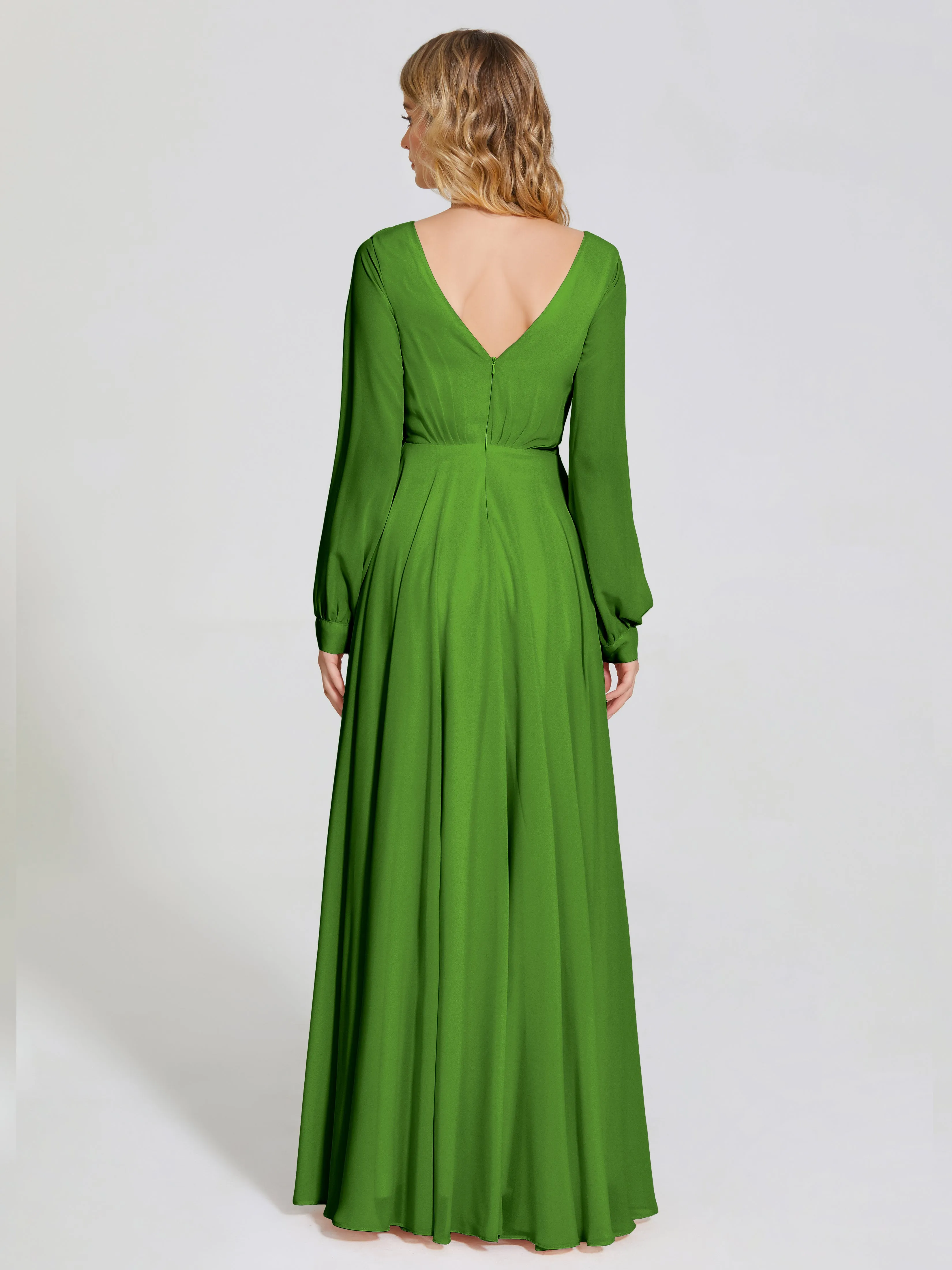 Raegan Simple Long Sleeves Chiffon Bridesmaid Dresses