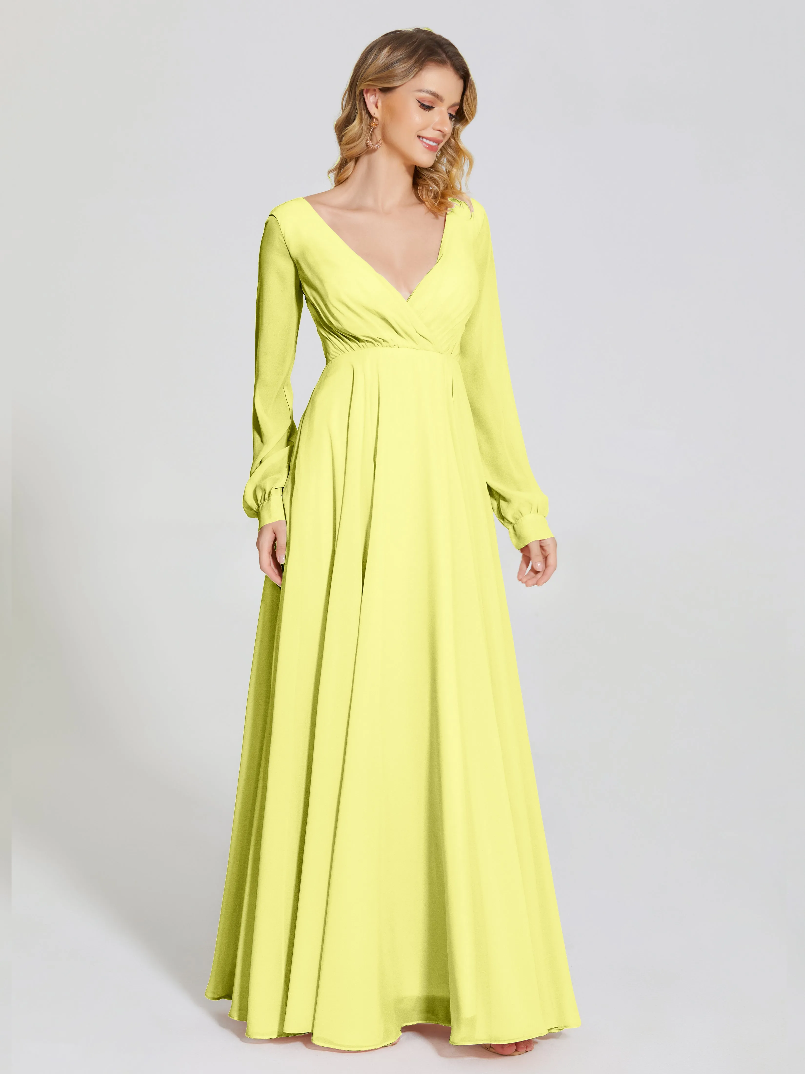 Raegan Simple Long Sleeves Chiffon Bridesmaid Dresses