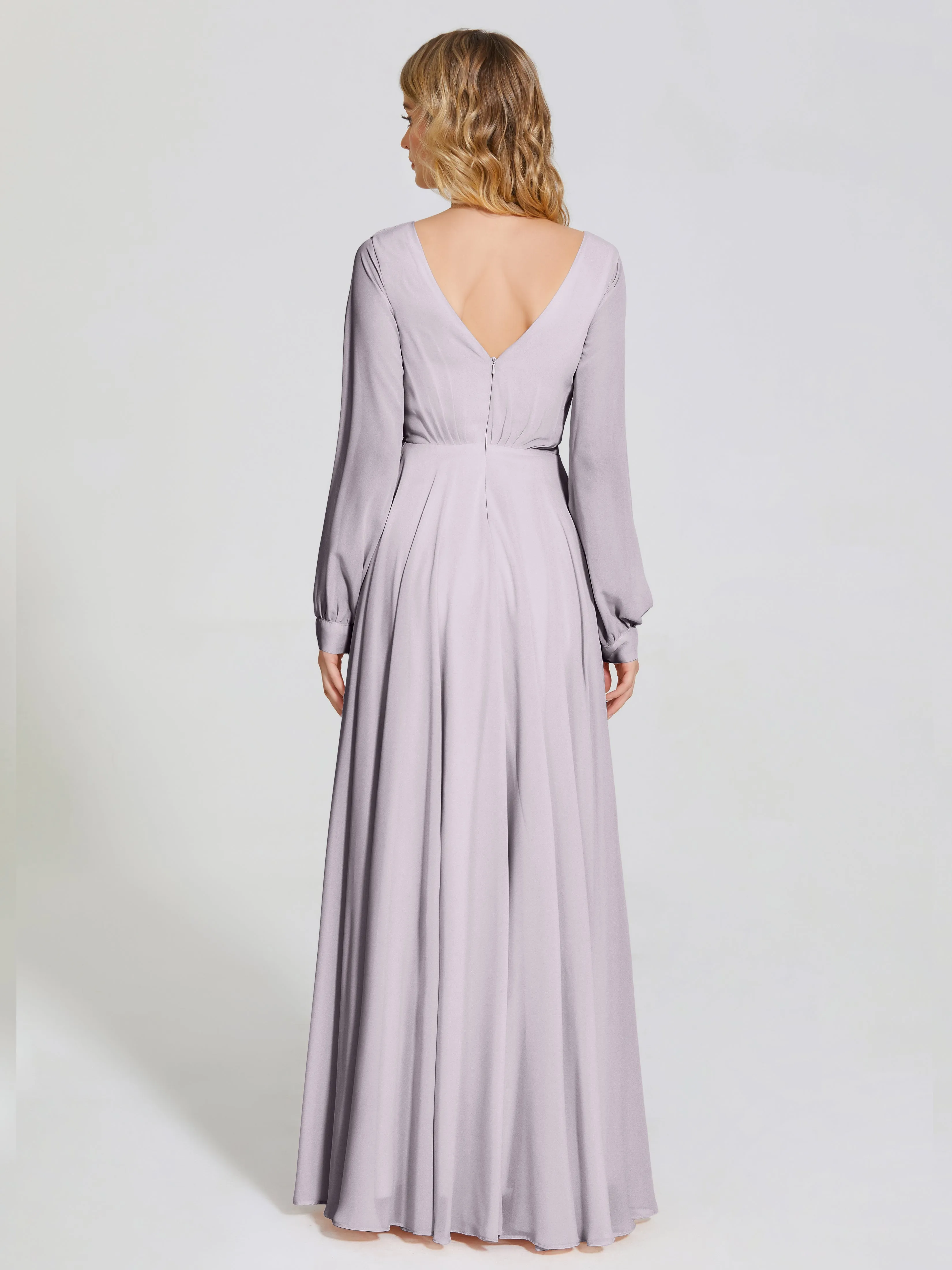 Raegan Simple Long Sleeves Chiffon Bridesmaid Dresses