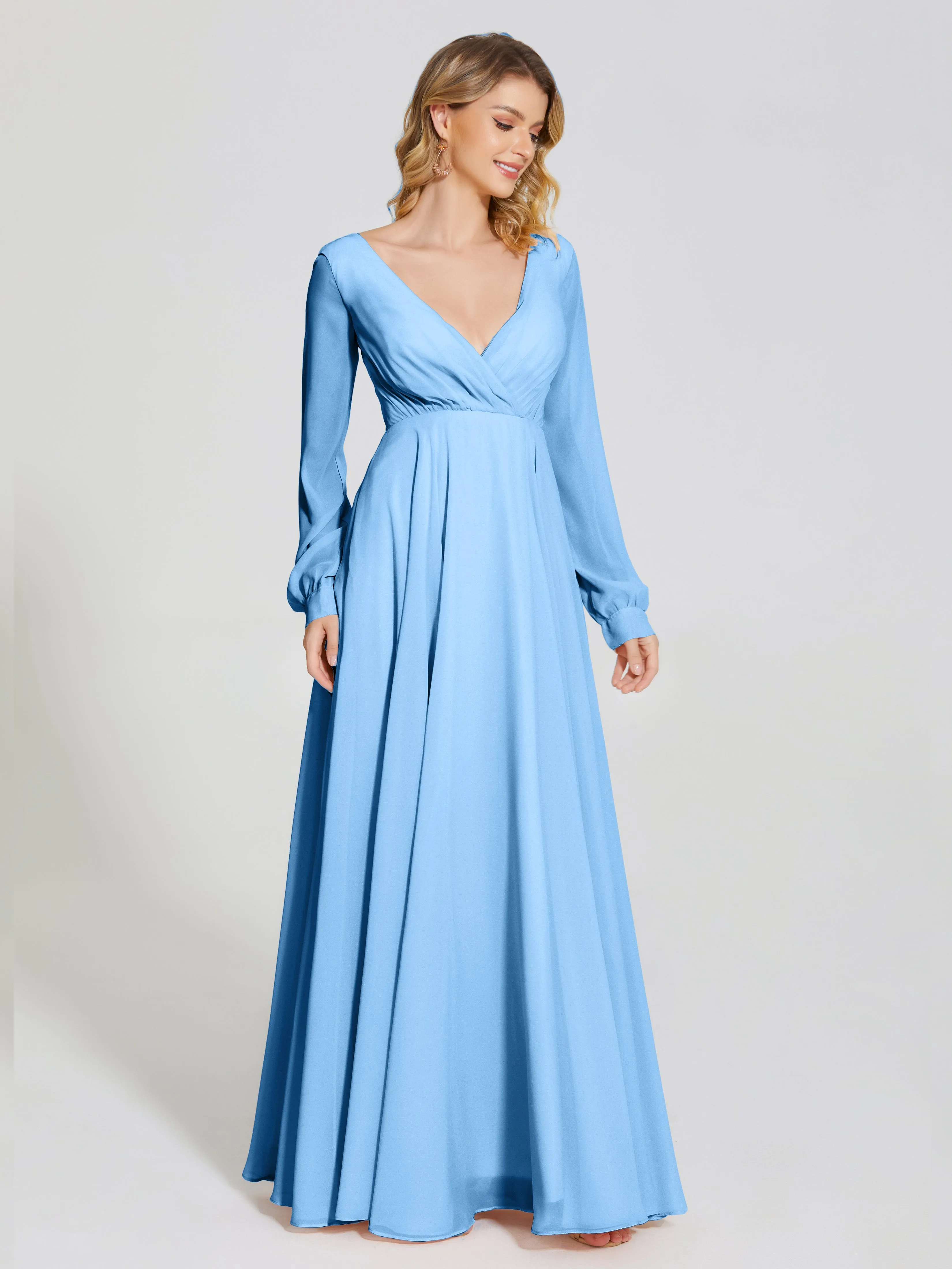 Raegan Simple Long Sleeves Chiffon Bridesmaid Dresses