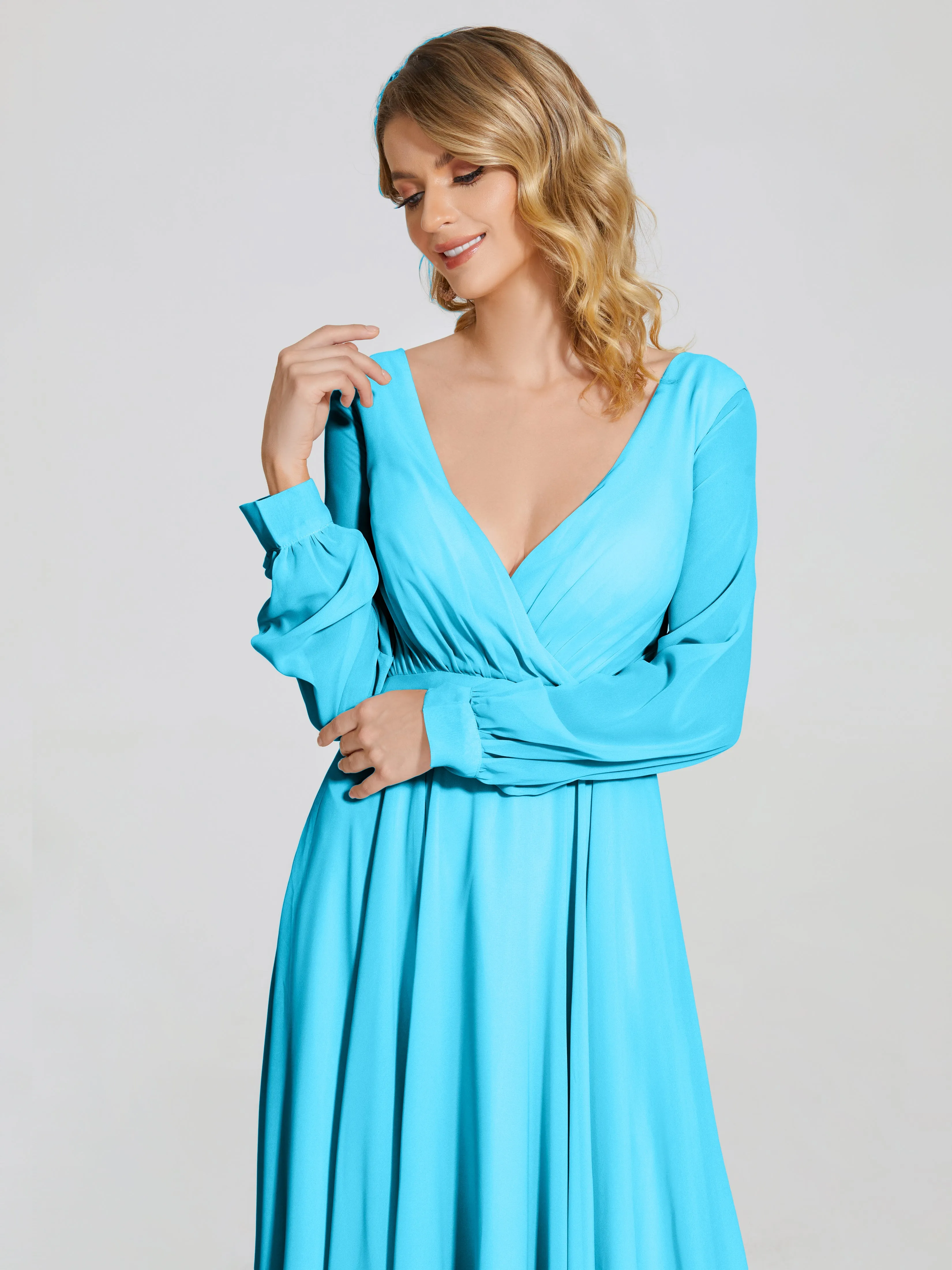 Raegan Simple Long Sleeves Chiffon Bridesmaid Dresses