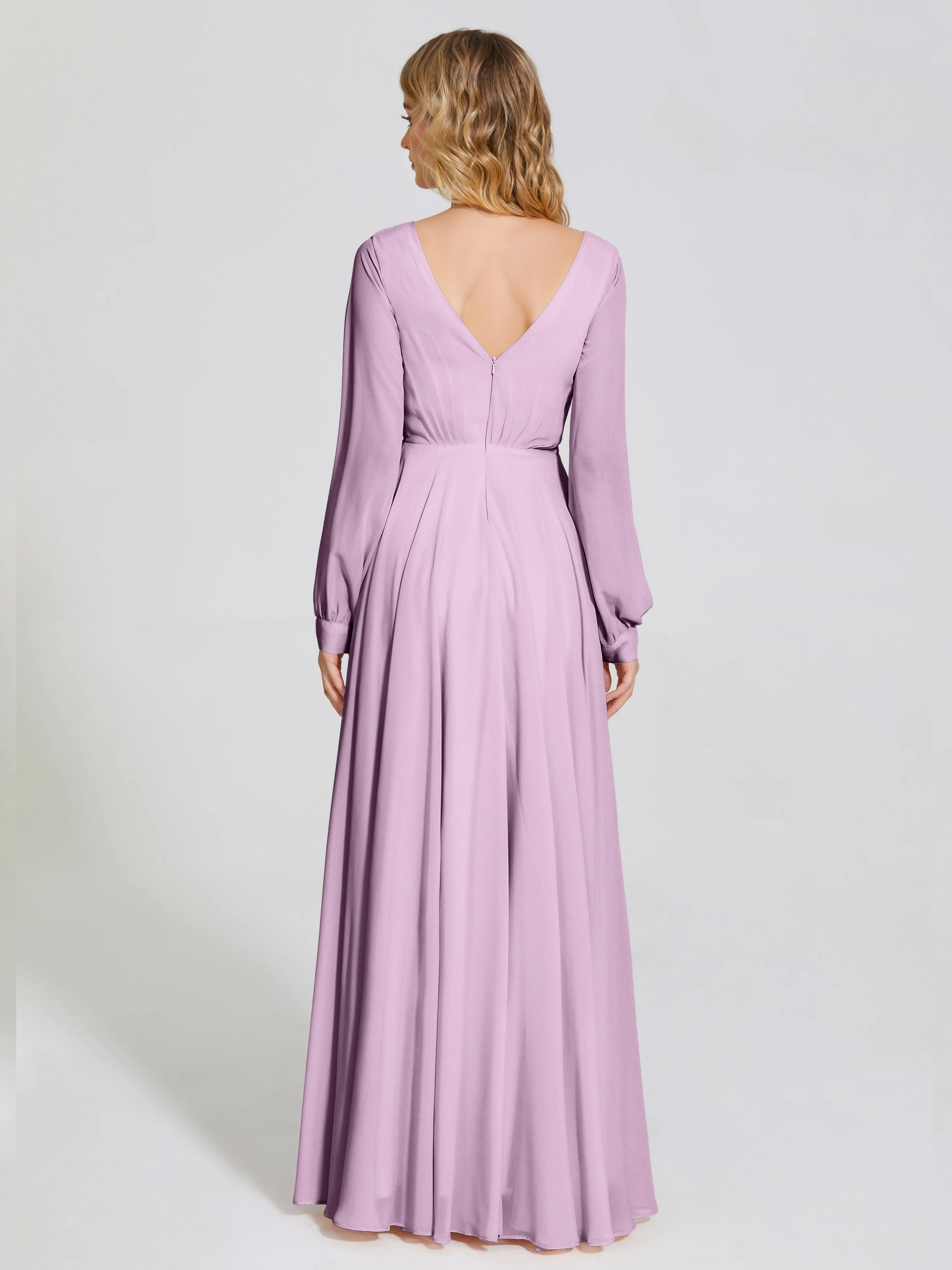 Raegan Simple Long Sleeves Chiffon Bridesmaid Dresses