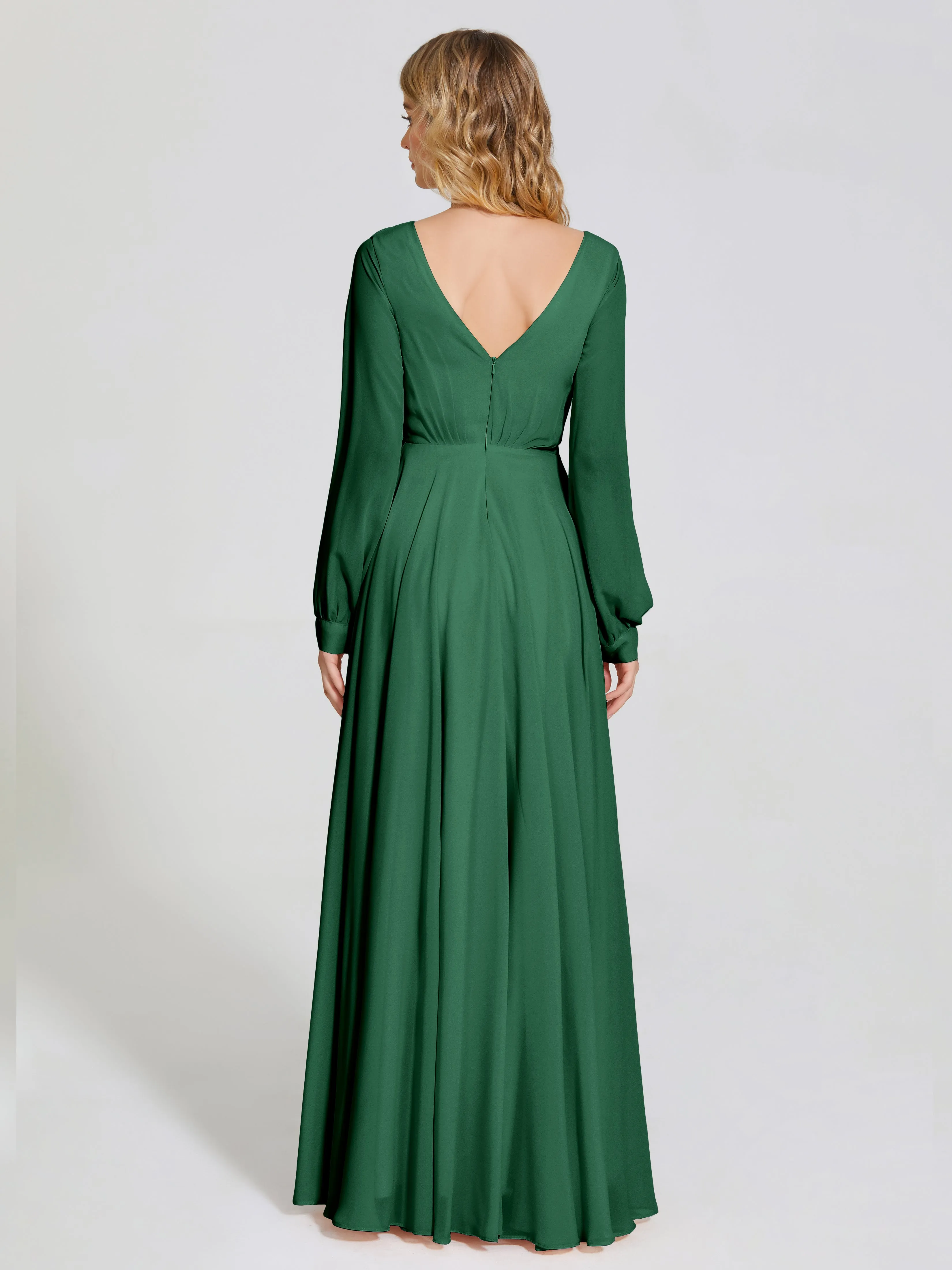 Raegan Simple Long Sleeves Chiffon Bridesmaid Dresses