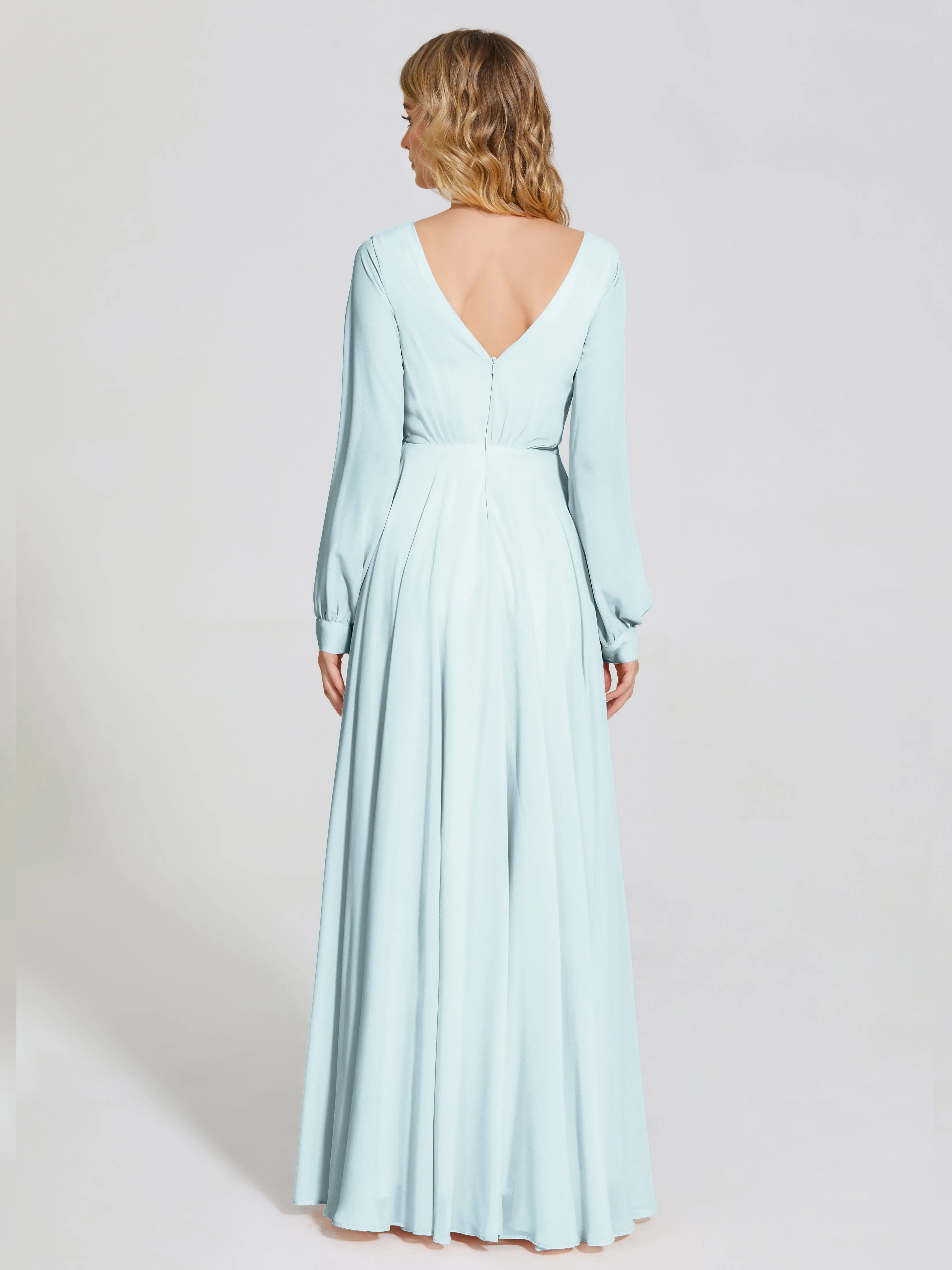 Raegan Simple Long Sleeves Chiffon Bridesmaid Dresses