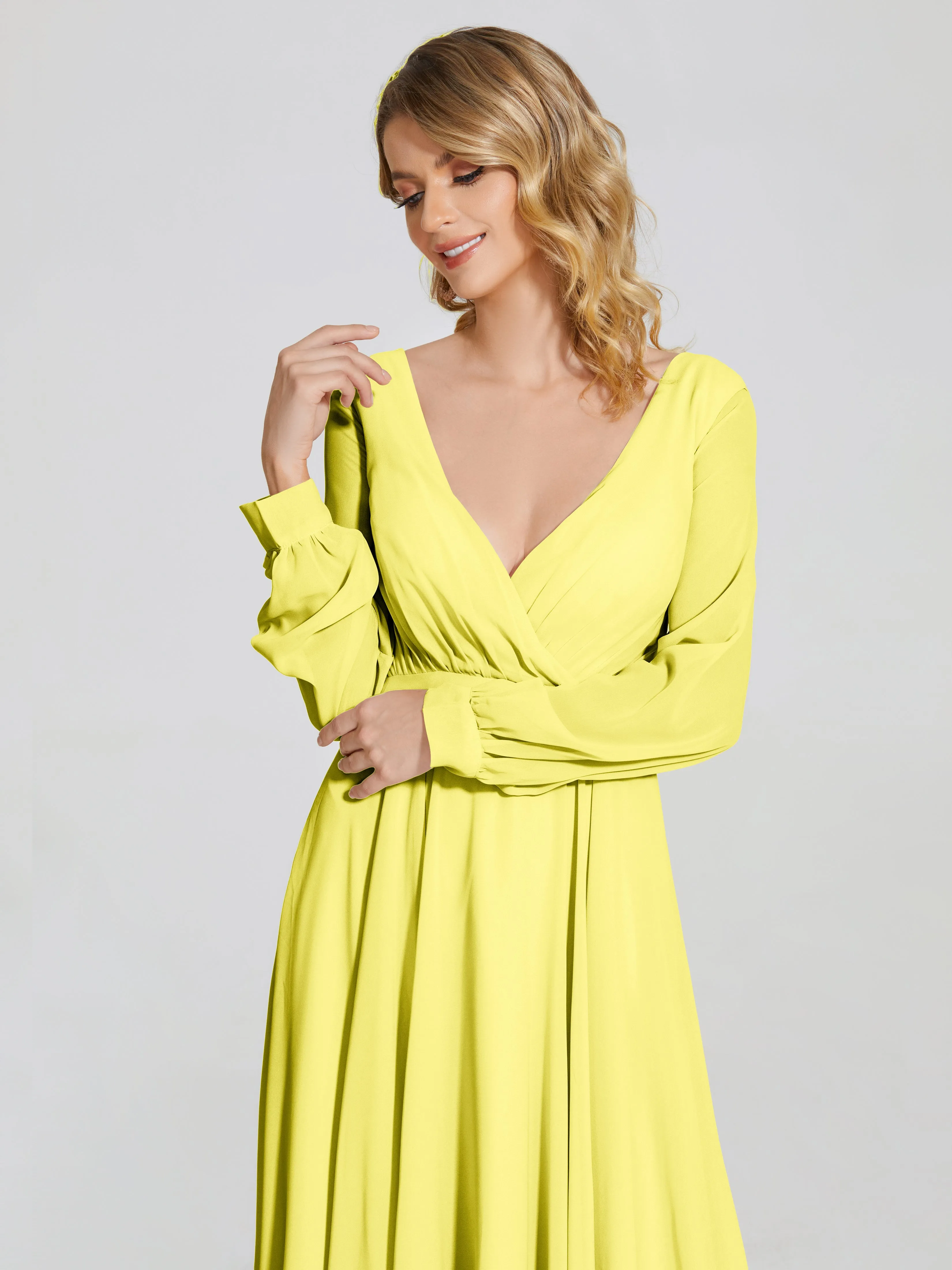 Raegan Simple Long Sleeves Chiffon Bridesmaid Dresses