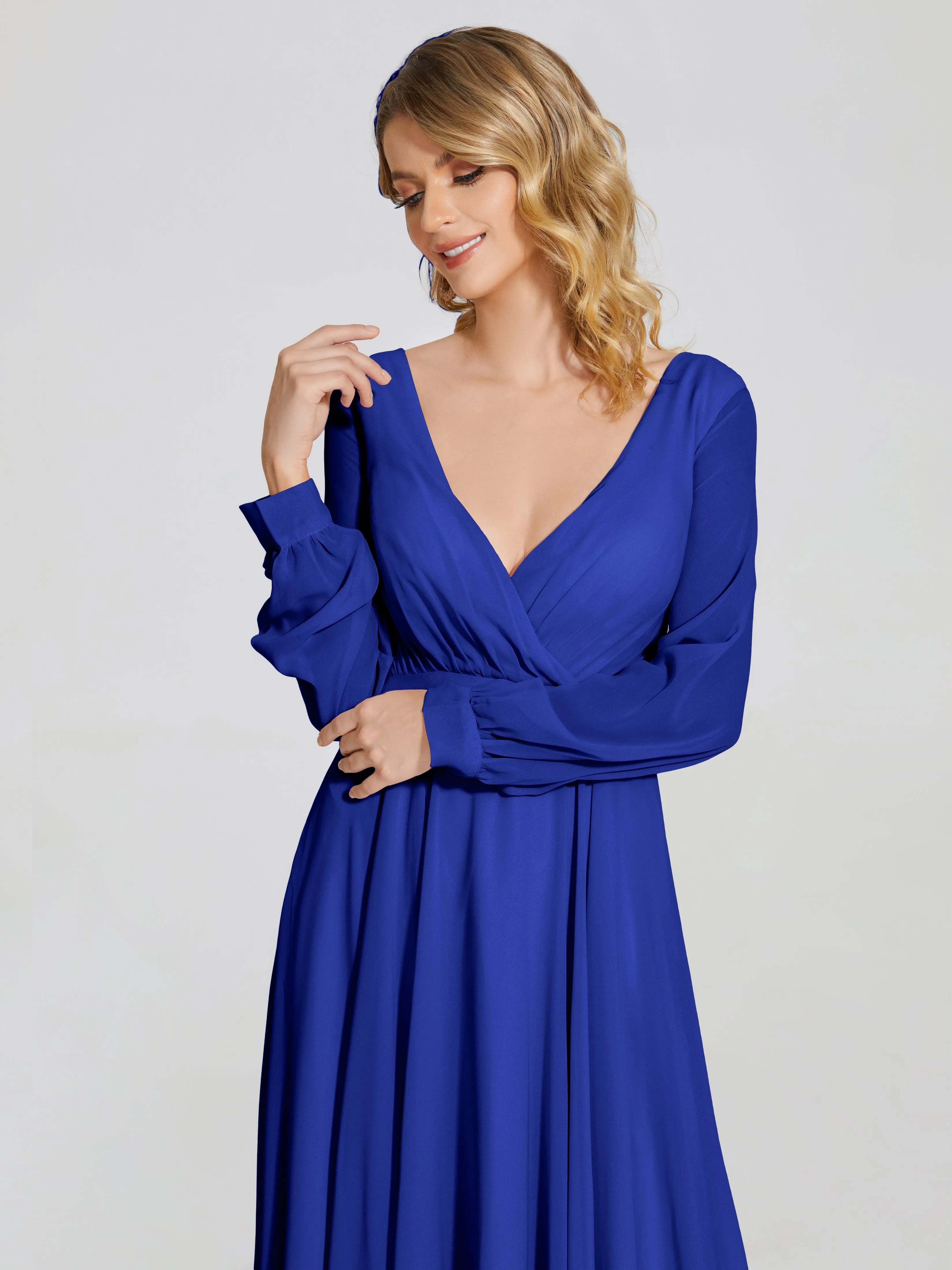 Raegan Simple Long Sleeves Chiffon Bridesmaid Dresses
