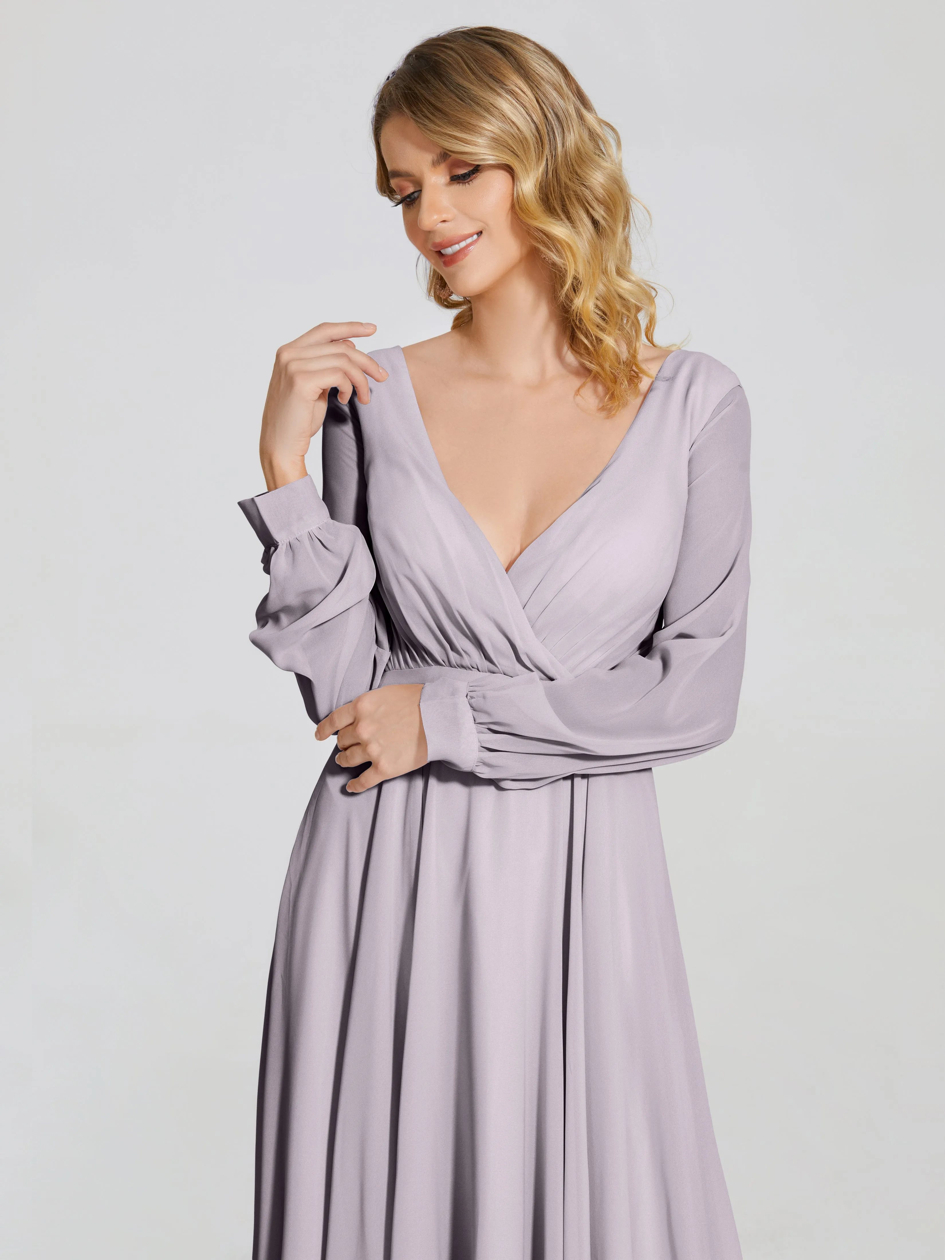 Raegan Simple Long Sleeves Chiffon Bridesmaid Dresses