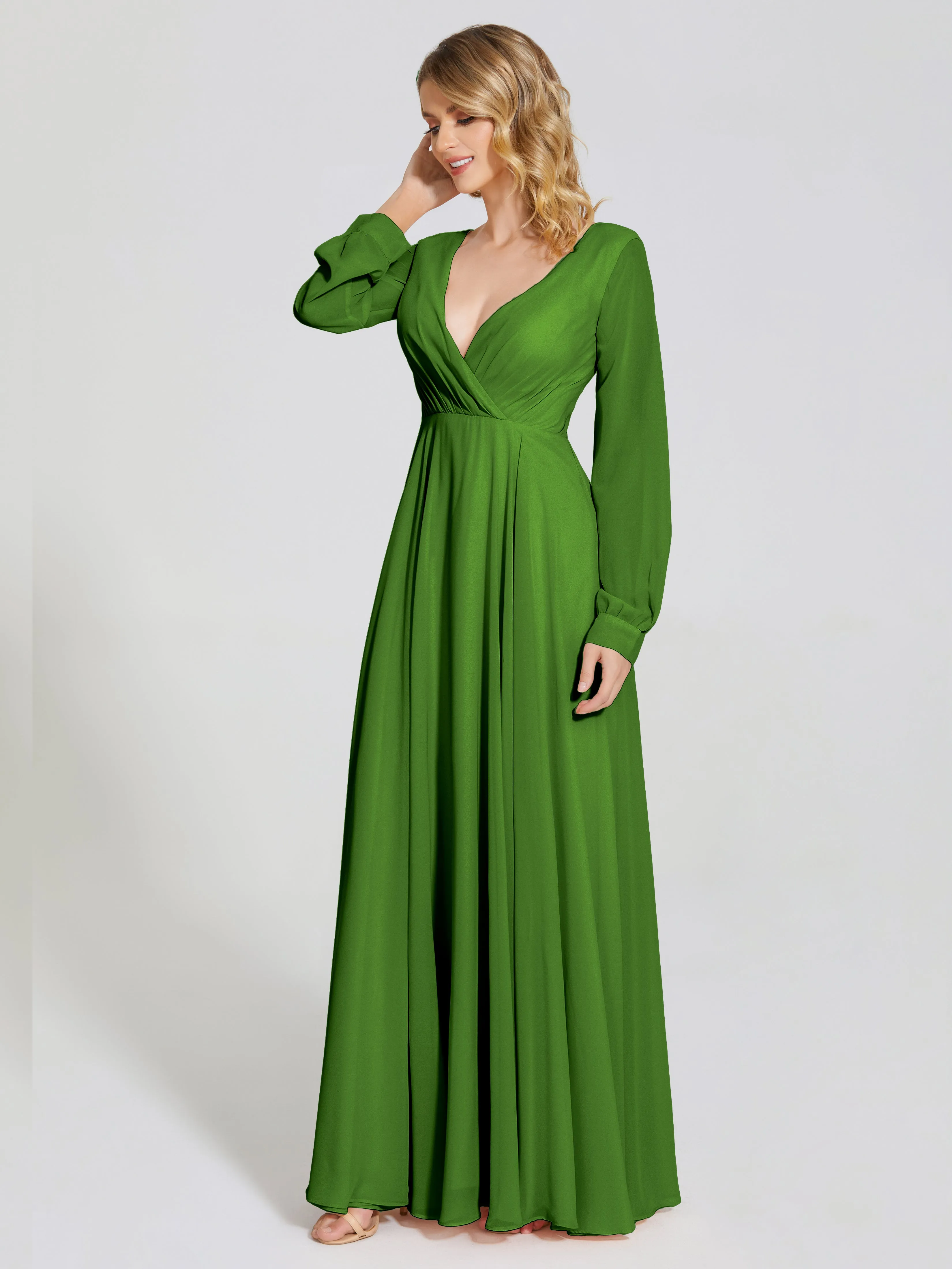 Raegan Simple Long Sleeves Chiffon Bridesmaid Dresses