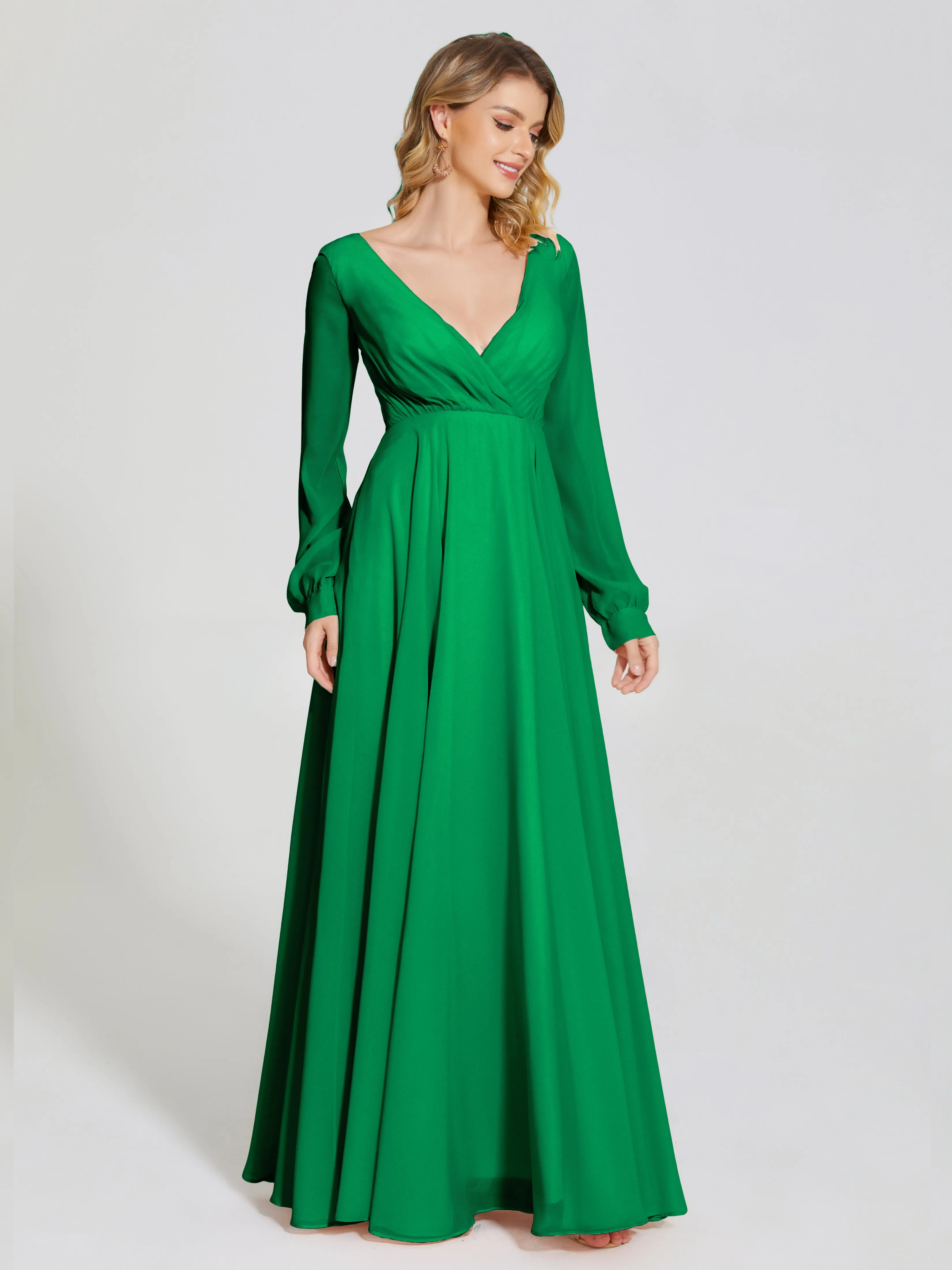 Raegan Simple Long Sleeves Chiffon Bridesmaid Dresses