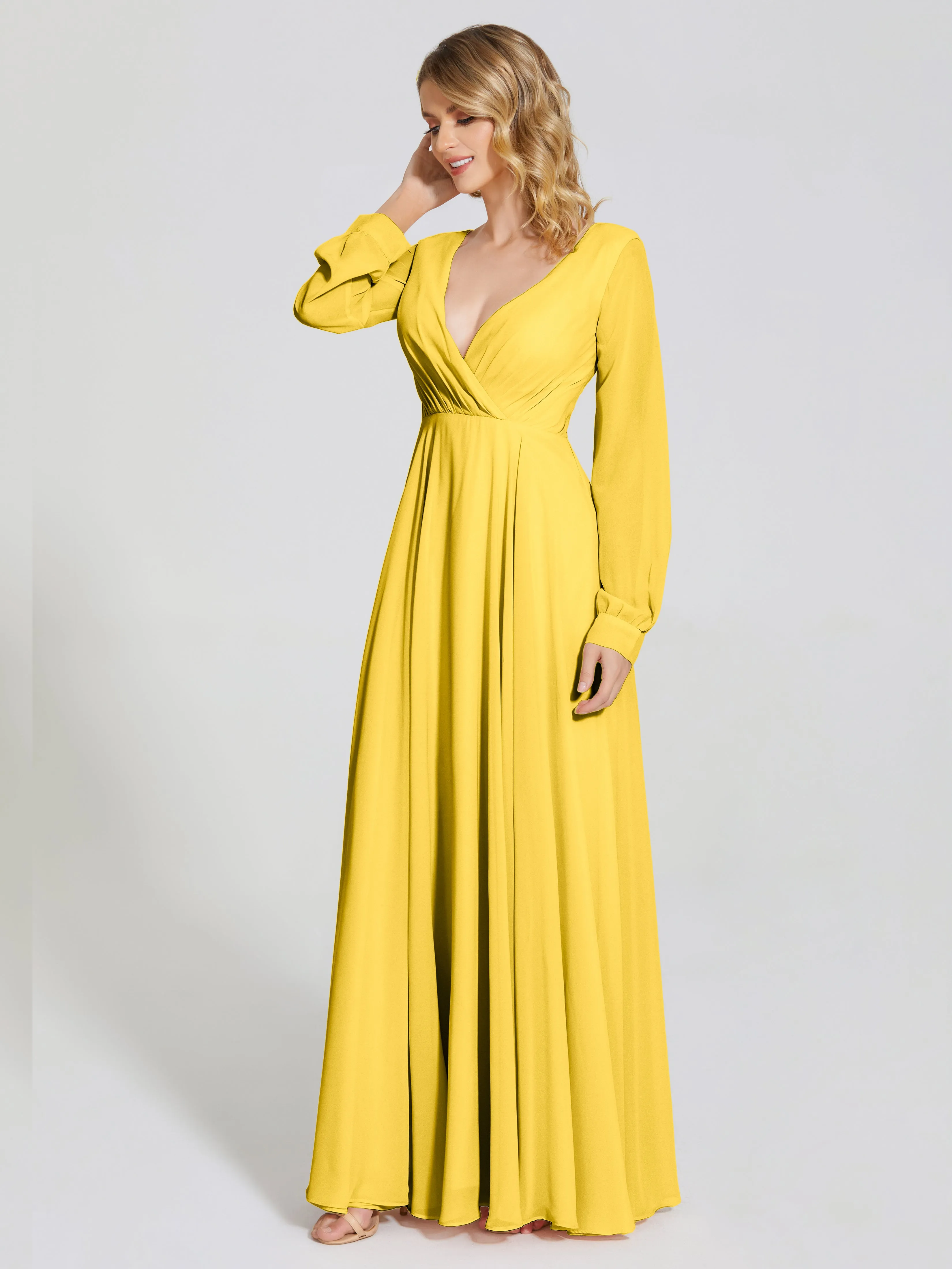 Raegan Simple Long Sleeves Chiffon Bridesmaid Dresses