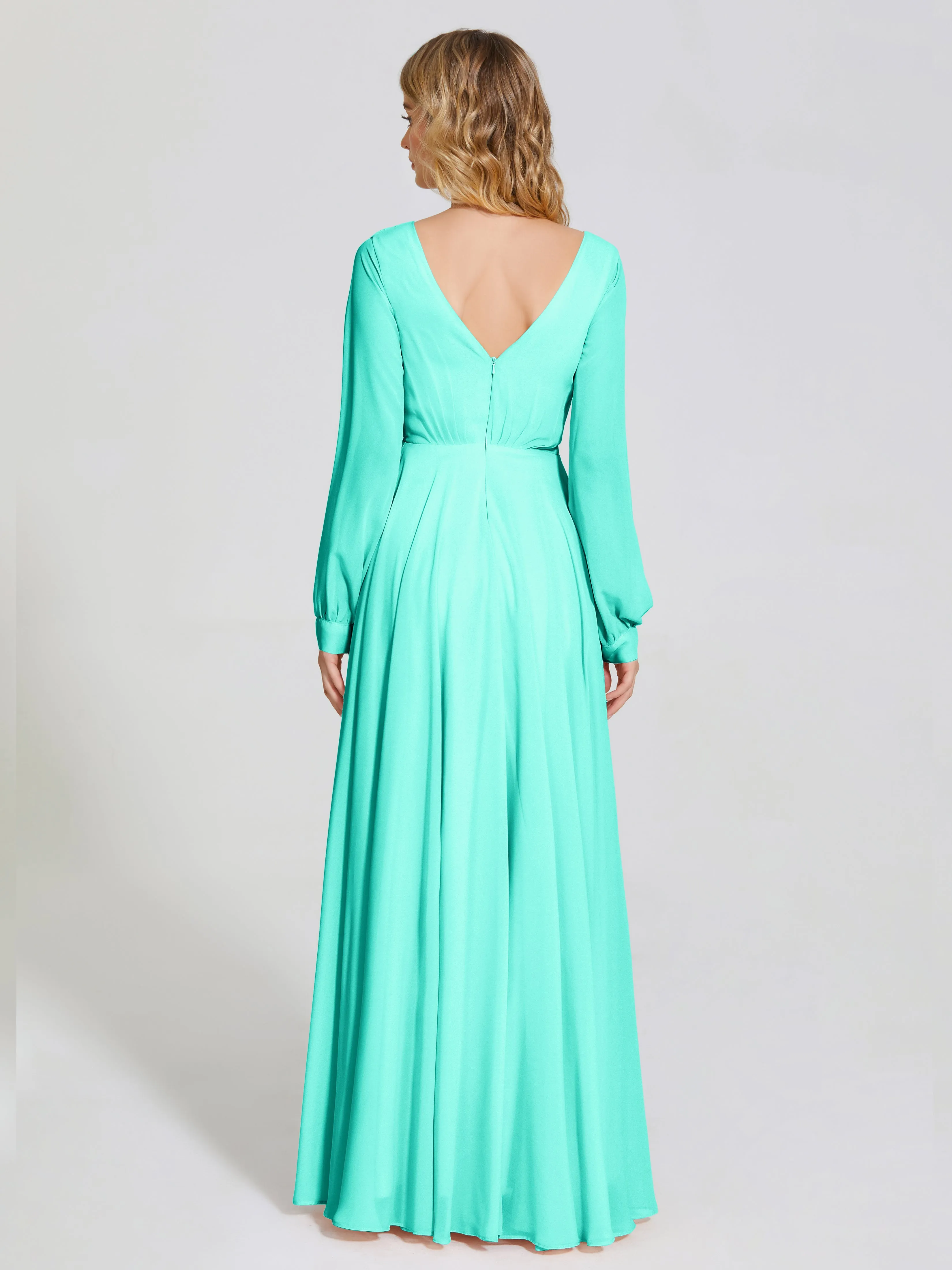 Raegan Simple Long Sleeves Chiffon Bridesmaid Dresses