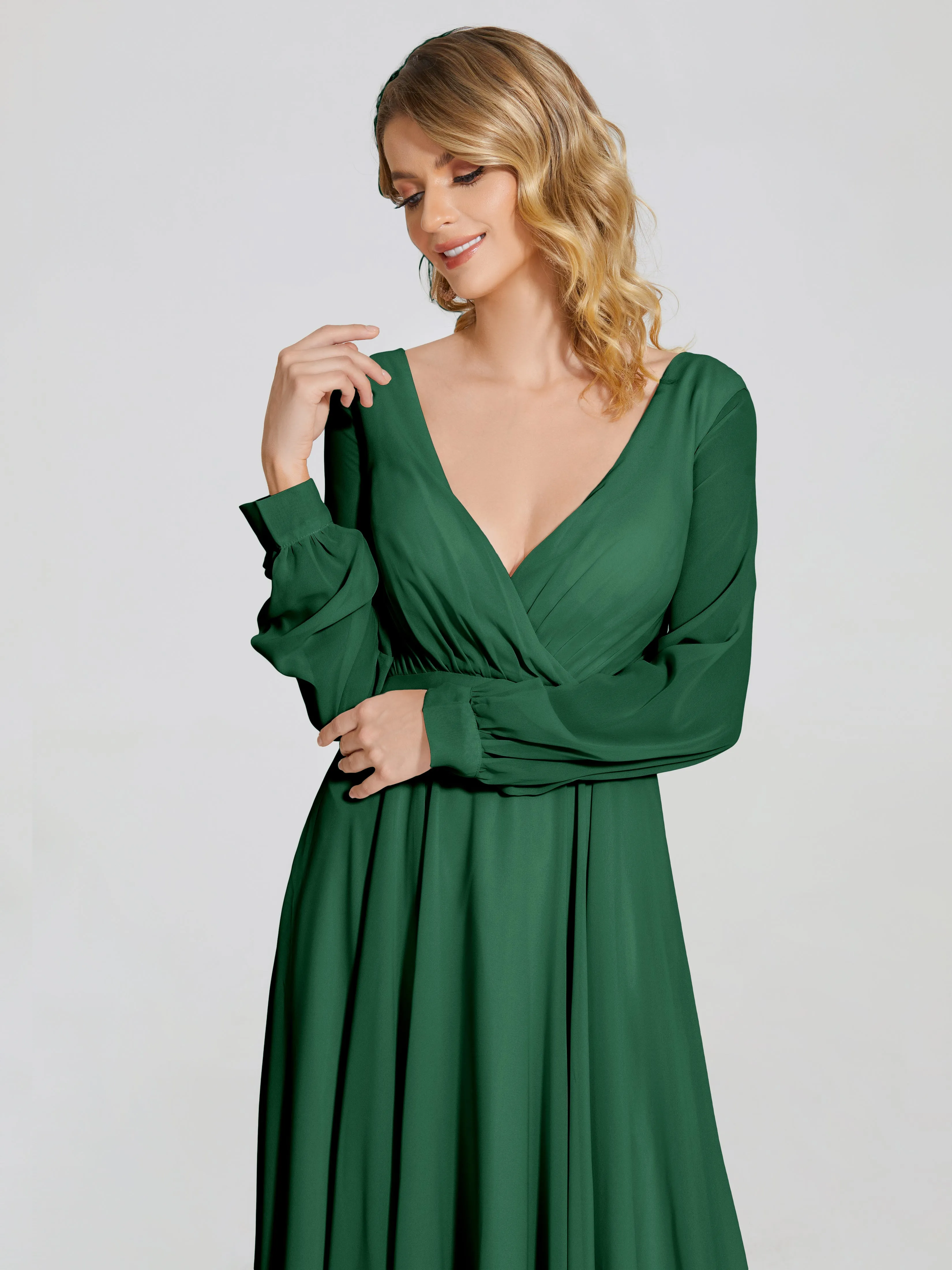 Raegan Simple Long Sleeves Chiffon Bridesmaid Dresses