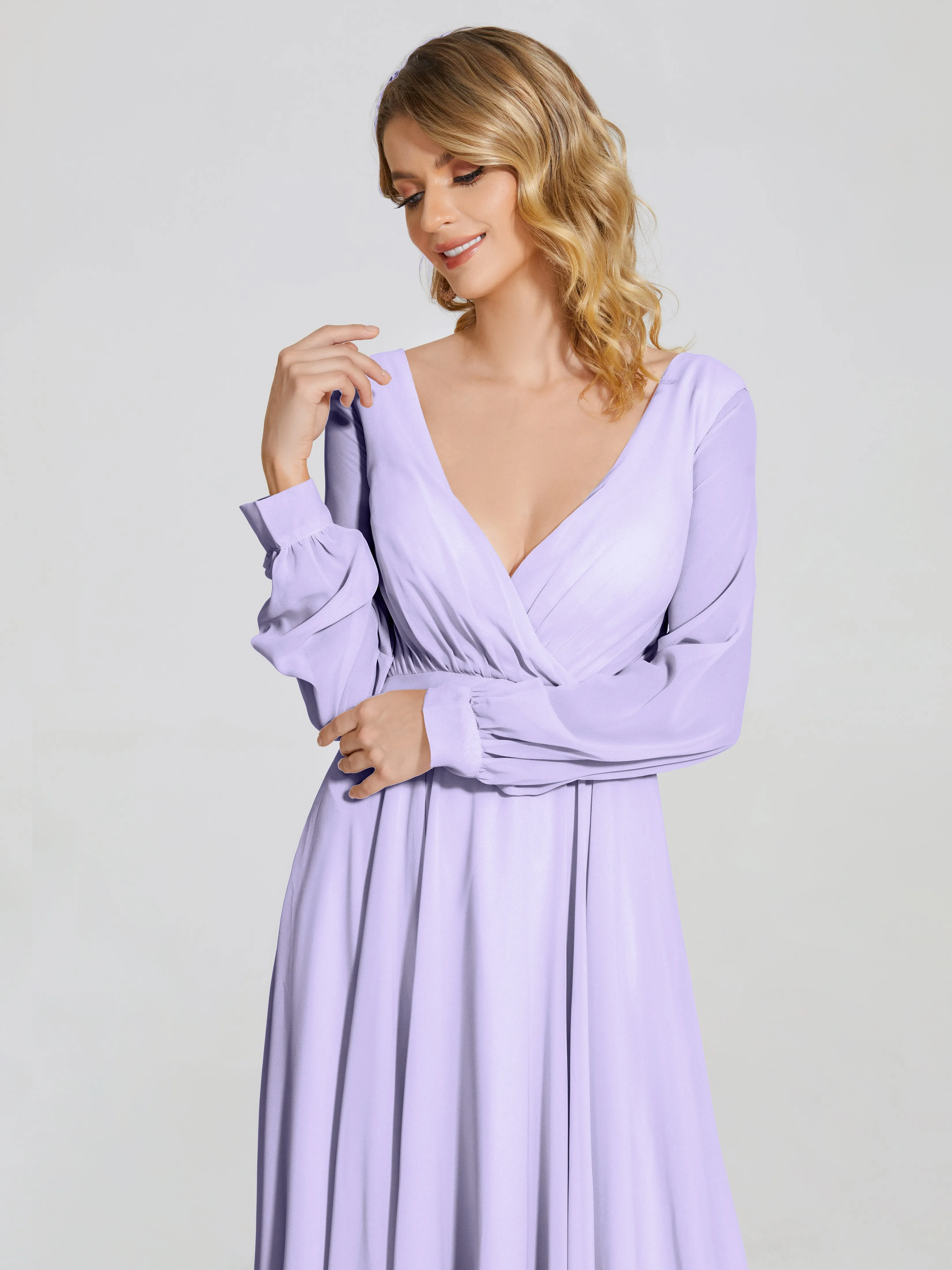 Raegan Simple Long Sleeves Chiffon Bridesmaid Dresses