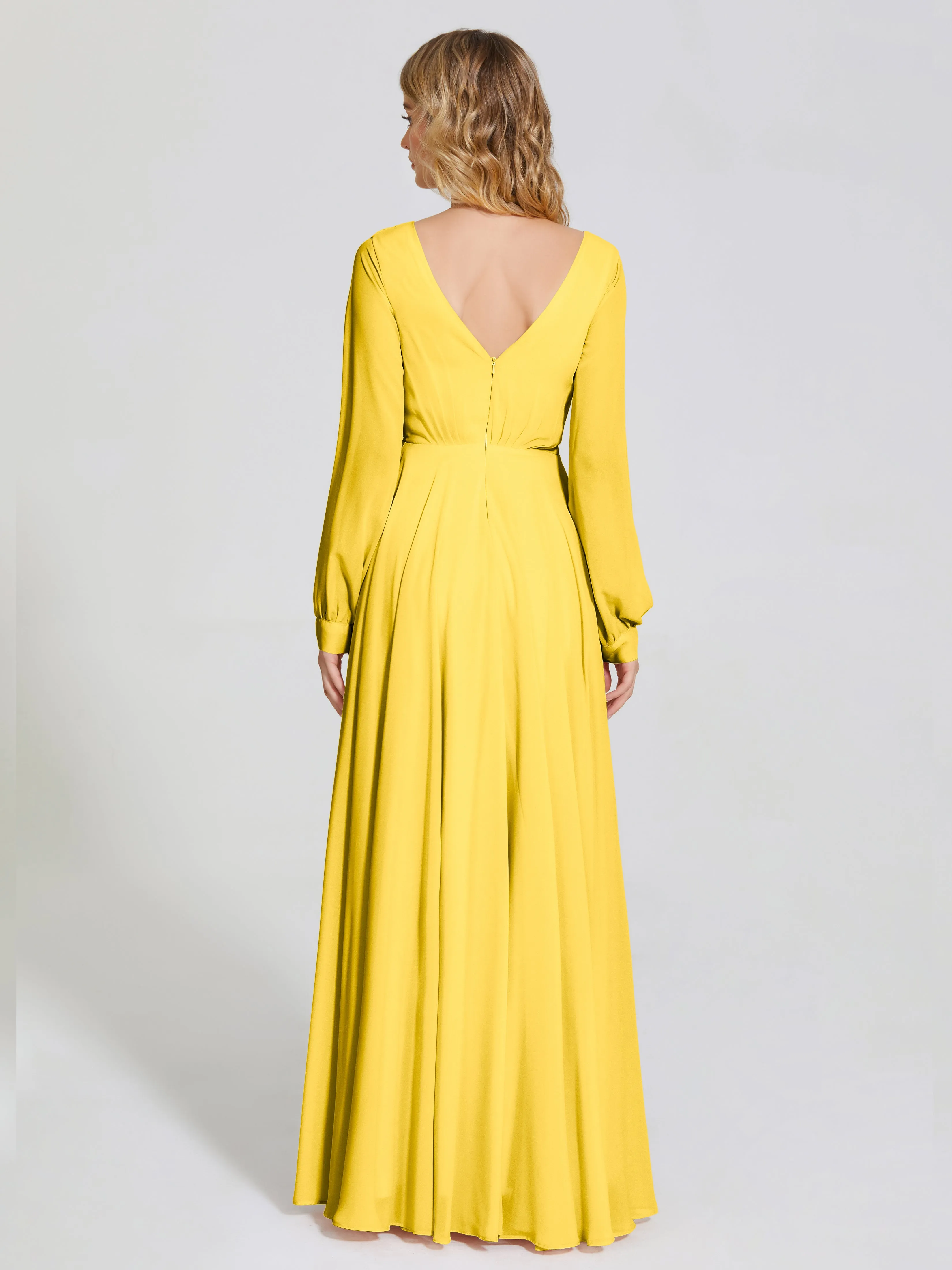 Raegan Simple Long Sleeves Chiffon Bridesmaid Dresses