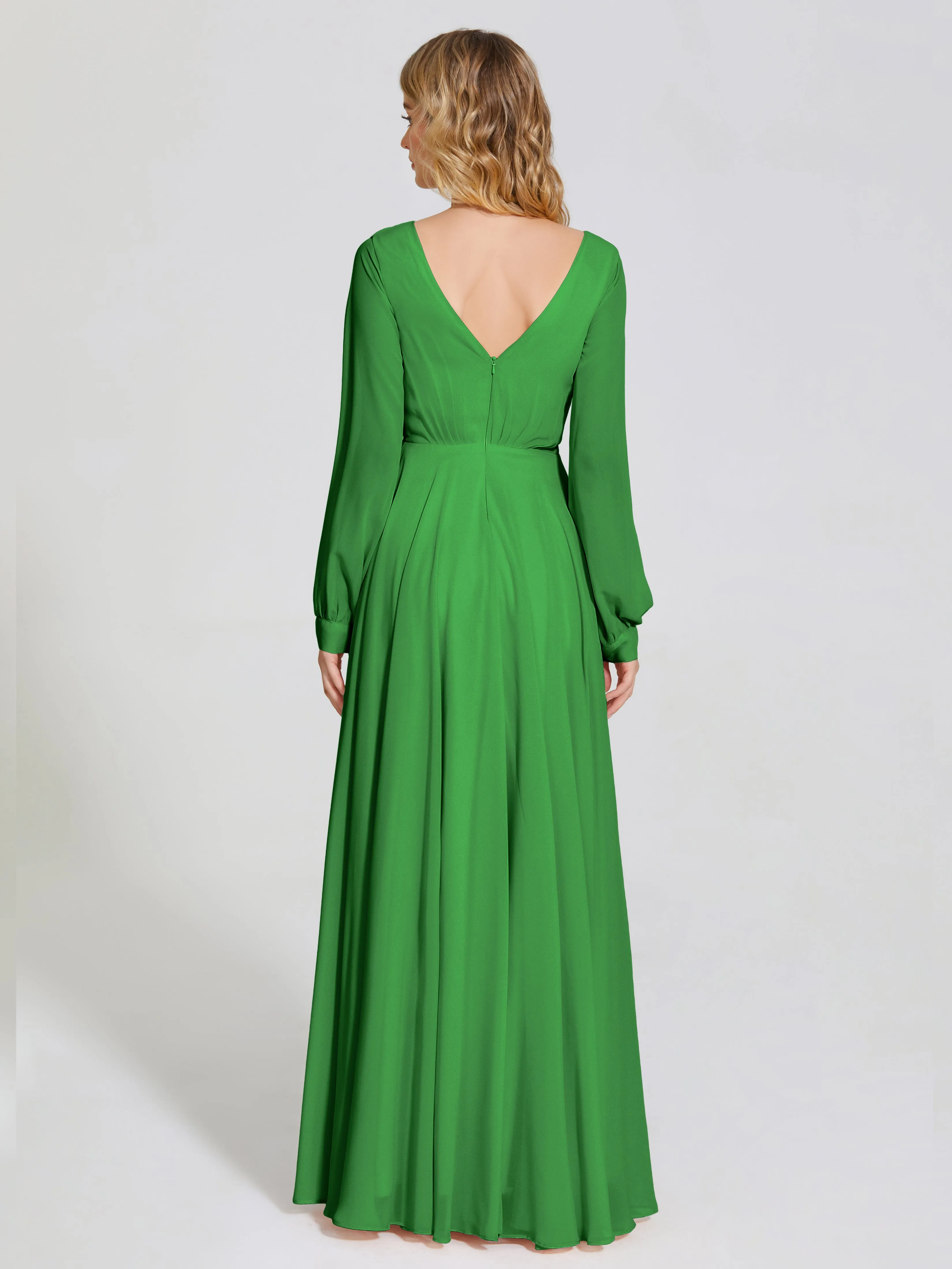 Raegan Simple Long Sleeves Chiffon Bridesmaid Dresses