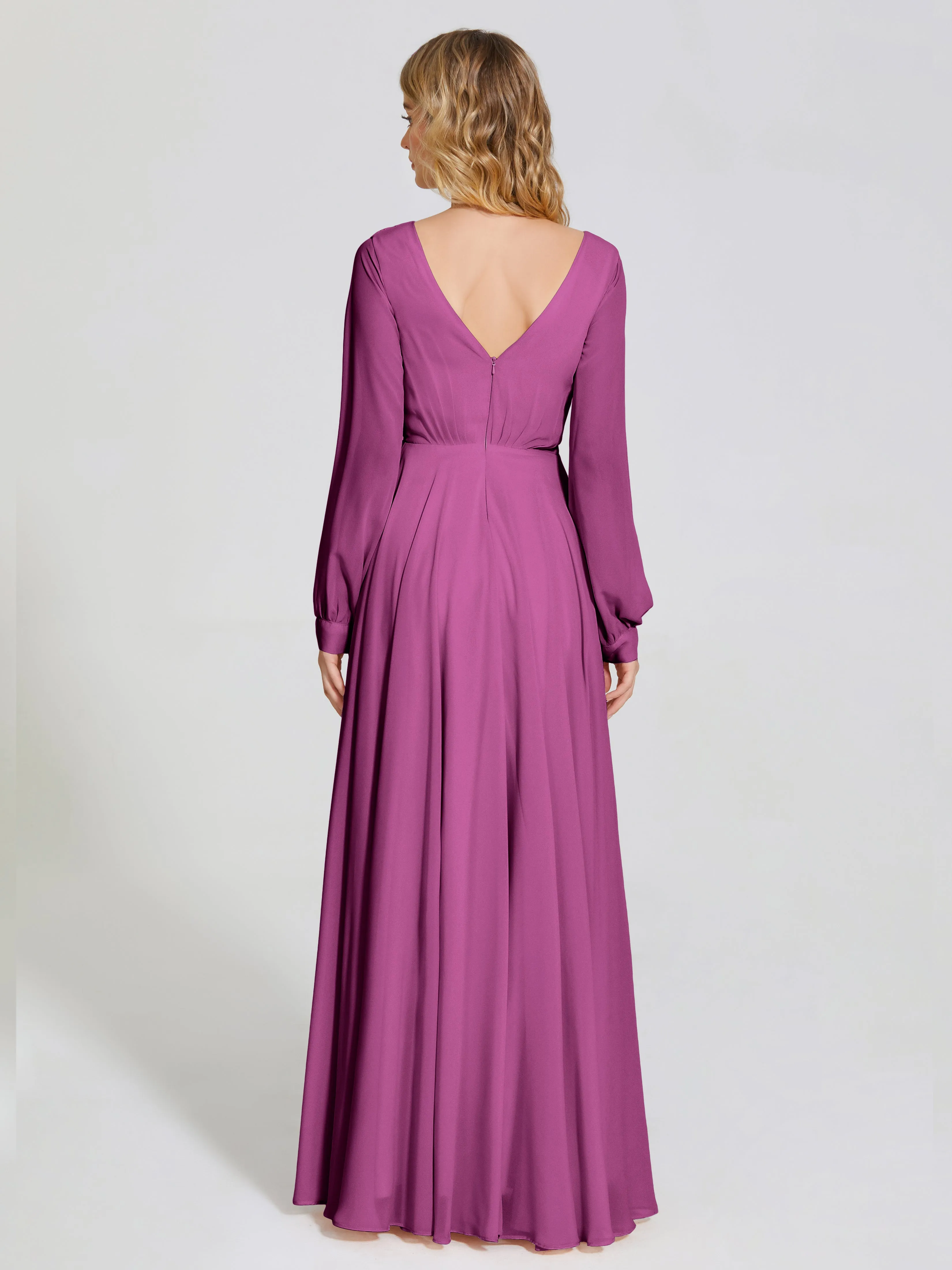 Raegan Simple Long Sleeves Chiffon Bridesmaid Dresses