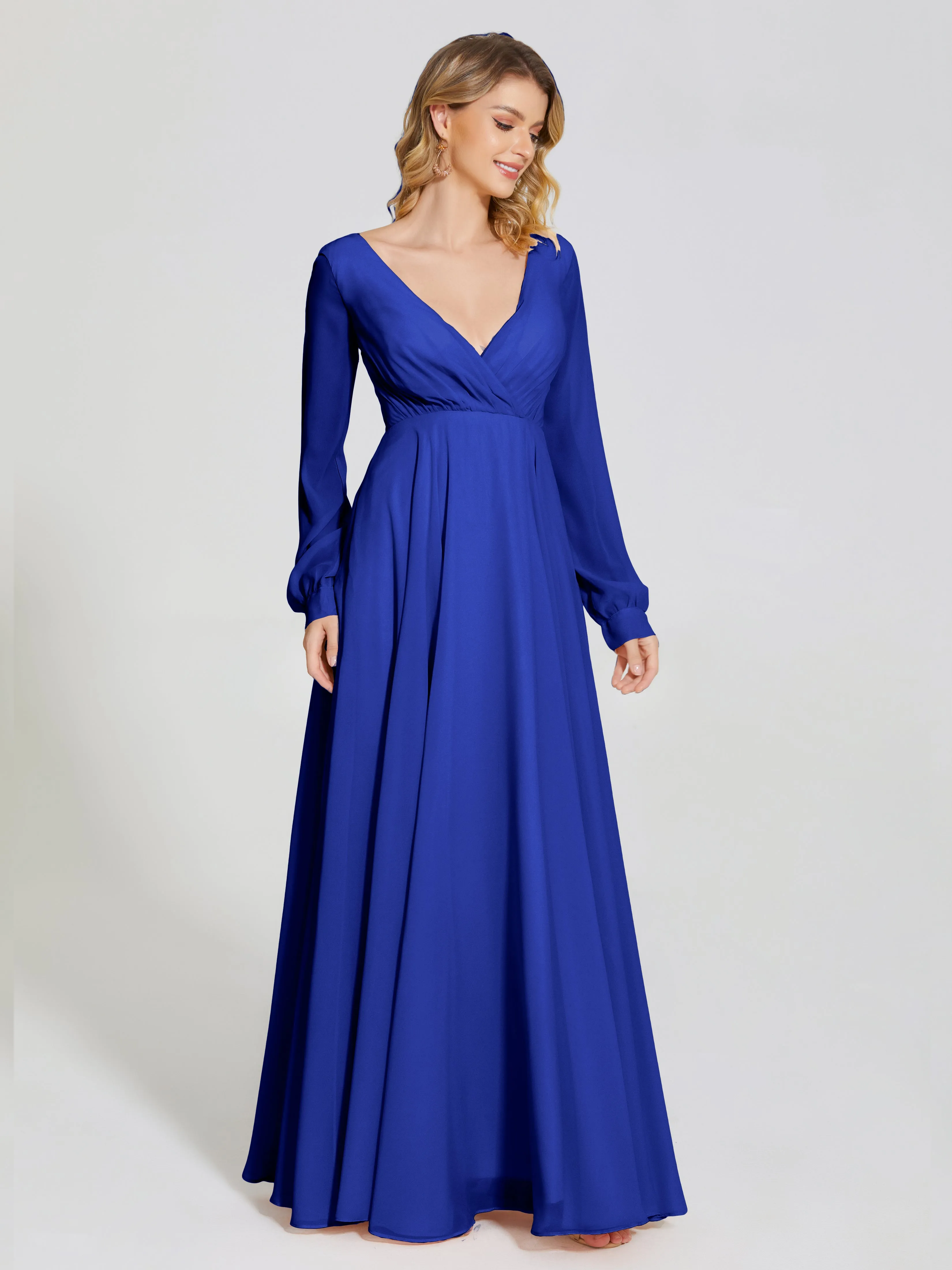 Raegan Simple Long Sleeves Chiffon Bridesmaid Dresses