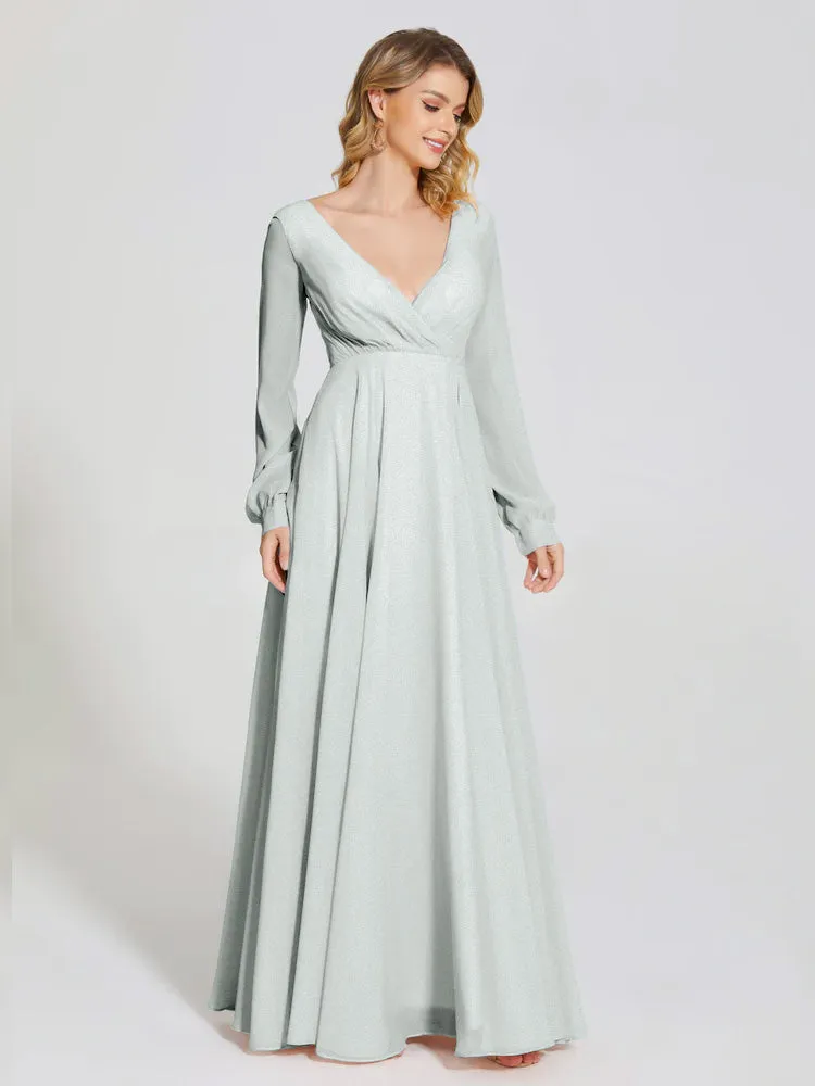 Raegan Simple Long Sleeves Chiffon Bridesmaid Dresses